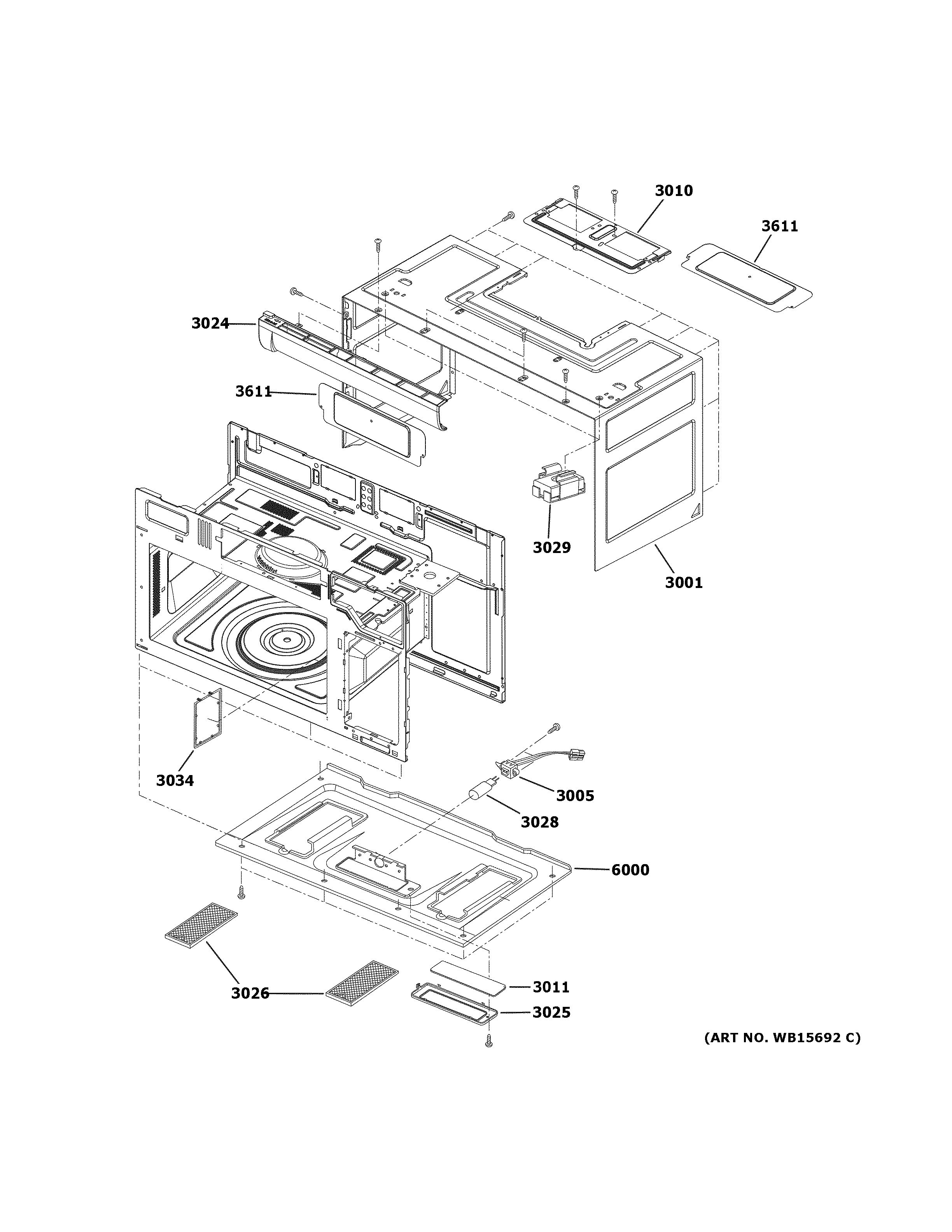 Hotpoint RVM5160DH8WW oven cavity parts diagram