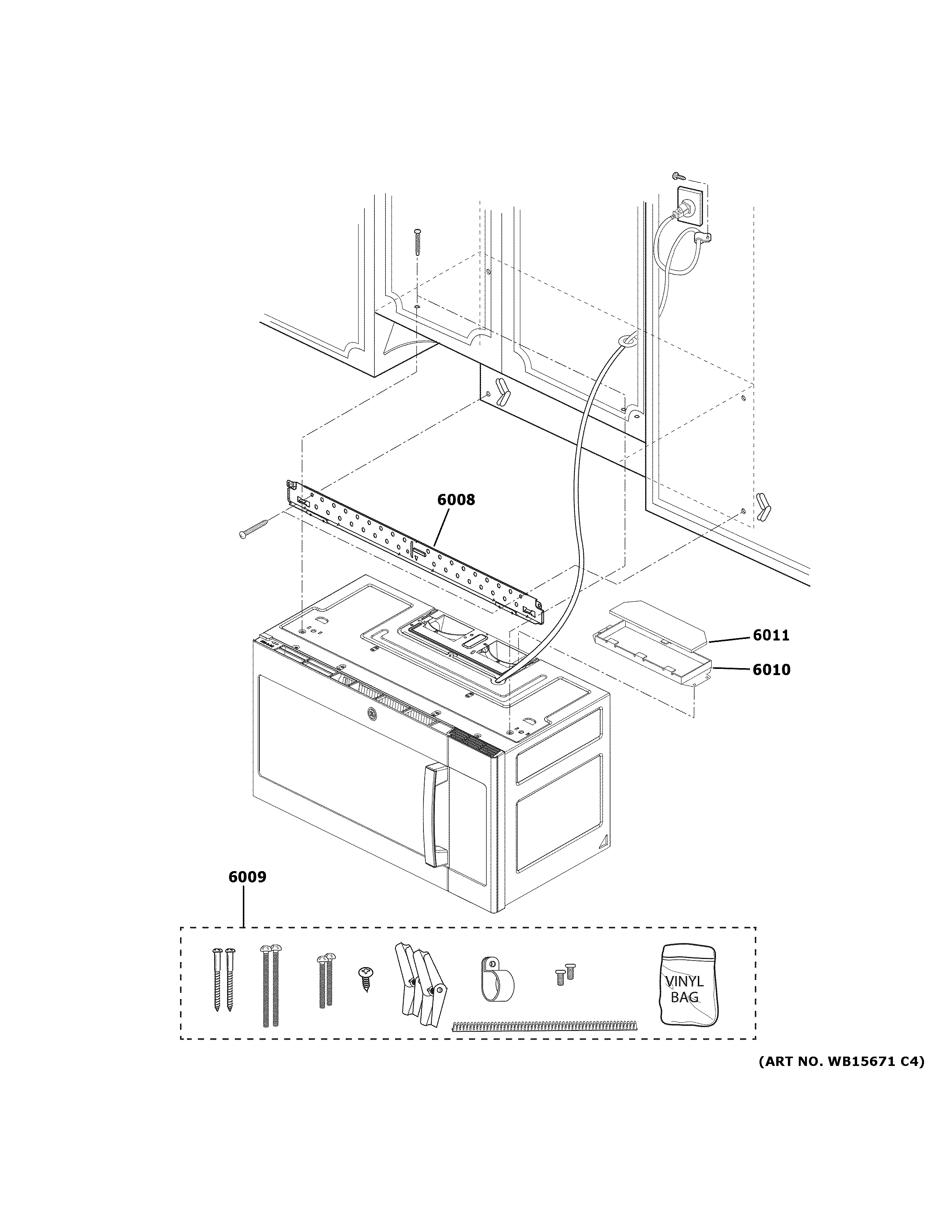 GE JVM3160RF8SS installation parts diagram
