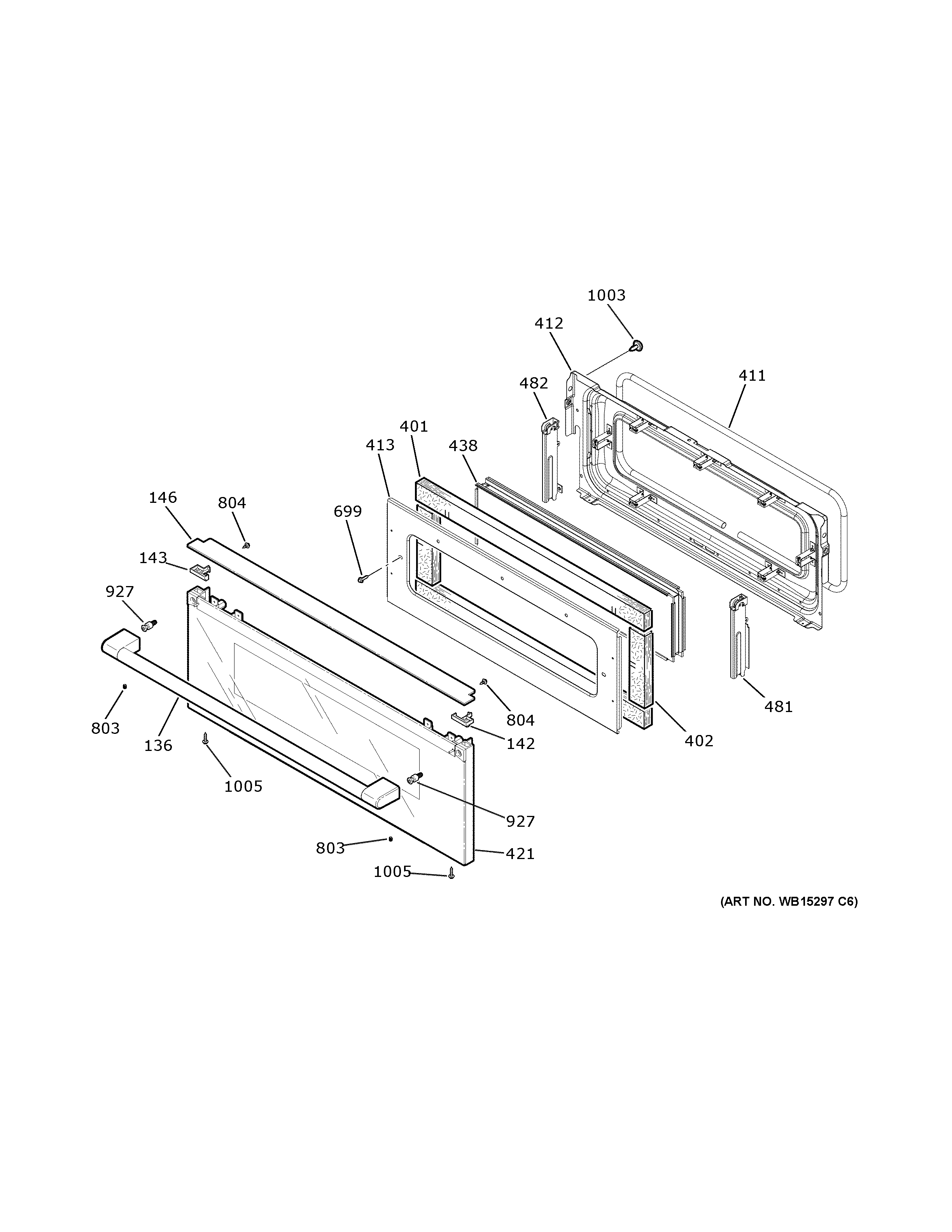 GE CES750M2N3S5 upper door diagram