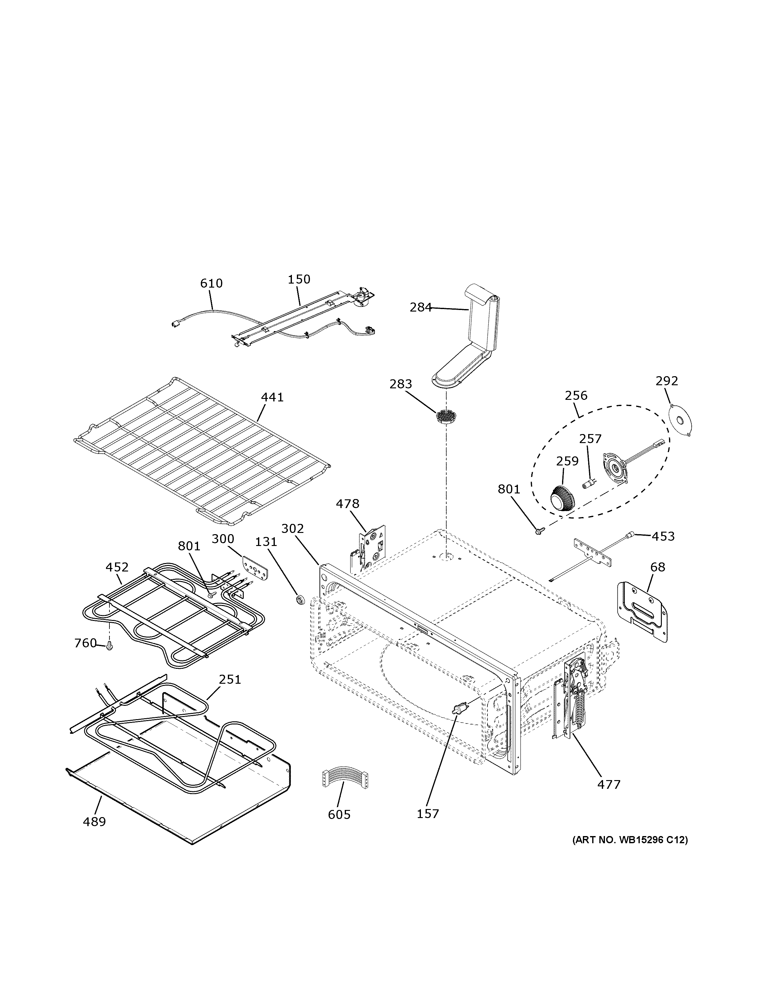 GE CES750M2N3S5 upper oven diagram