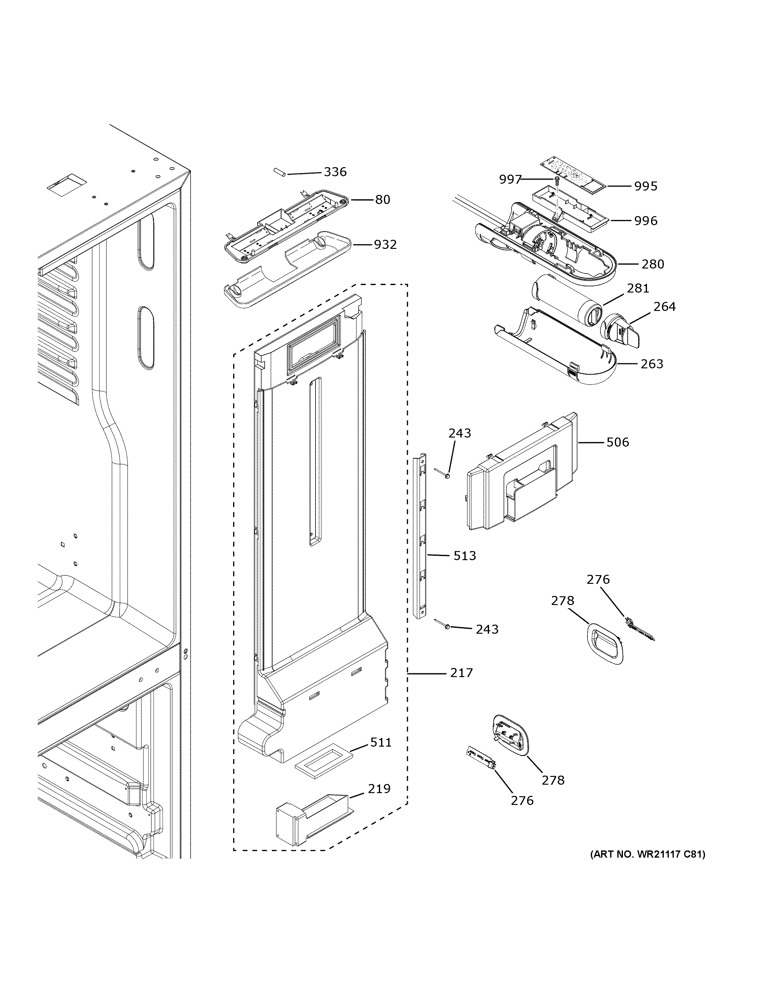 GE GYE18JMLXFES fresh food section diagram