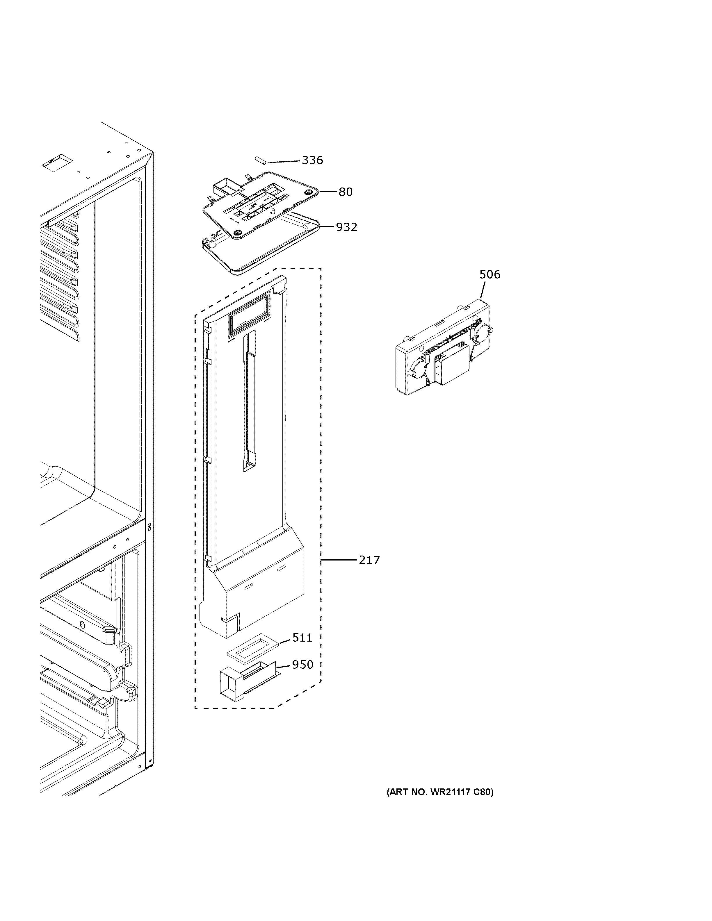 GE GBE21DYKHRFS fresh food section diagram