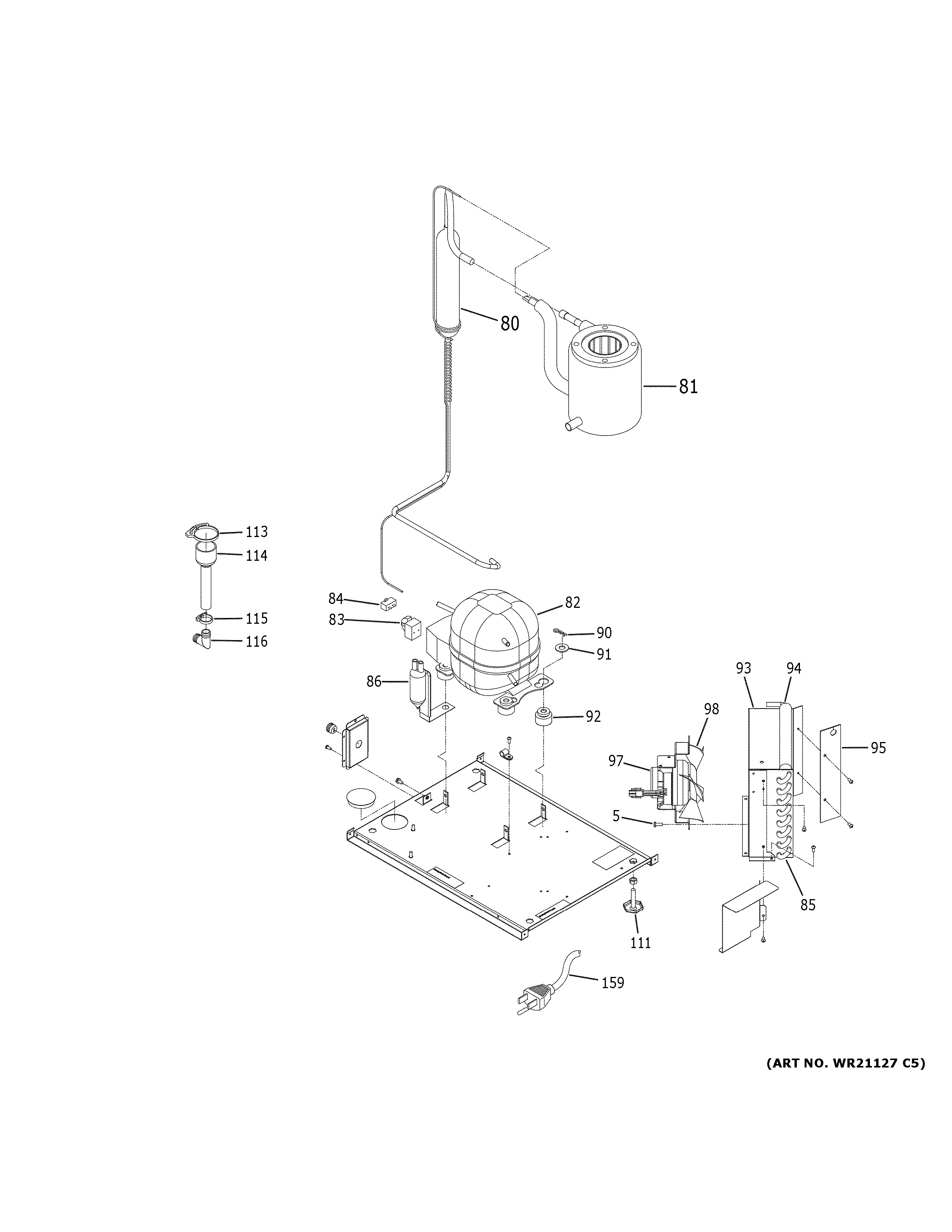 GE UNC15NJBII machine compartment diagram