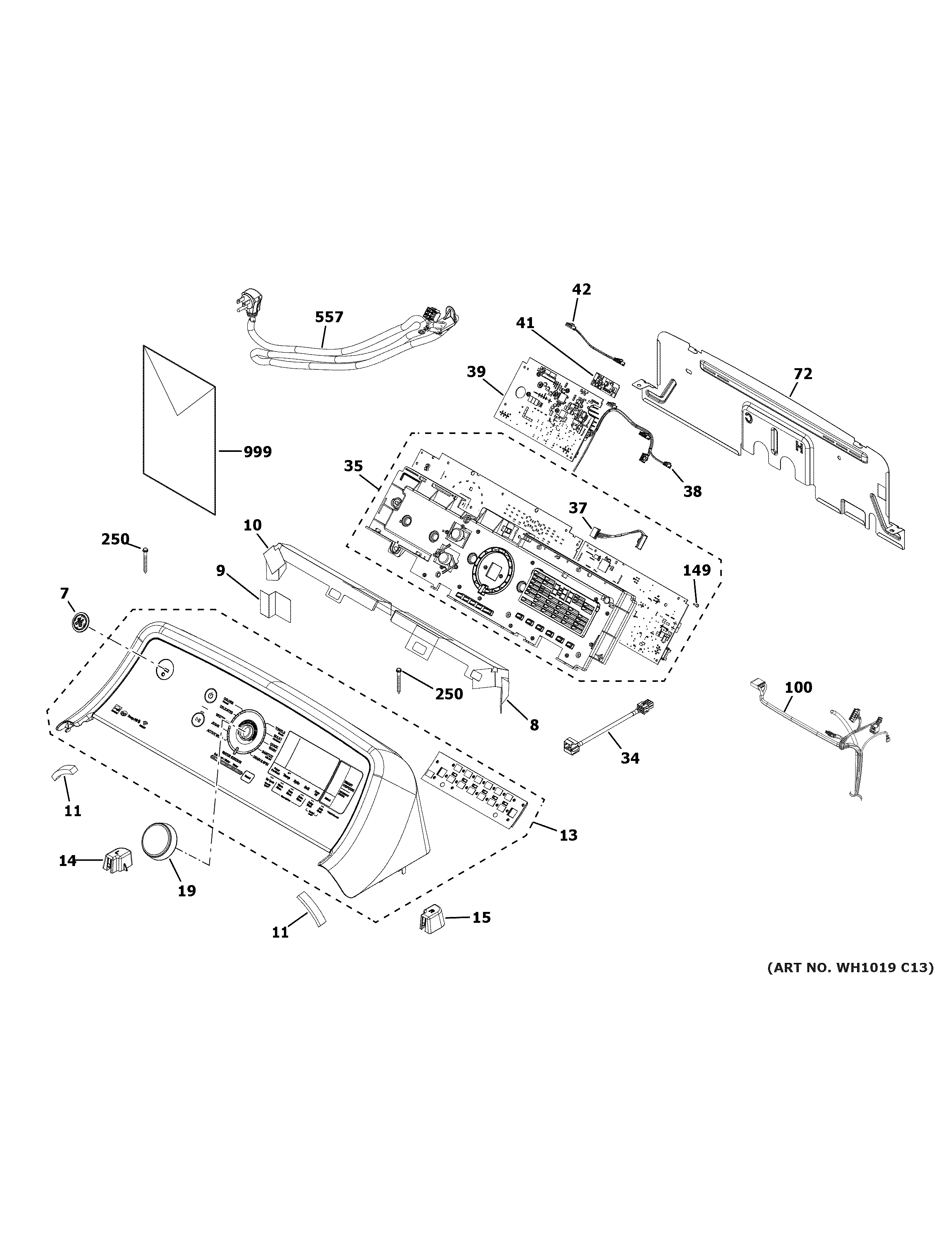 GE GTW845CPN1DG controls & backsplash diagram
