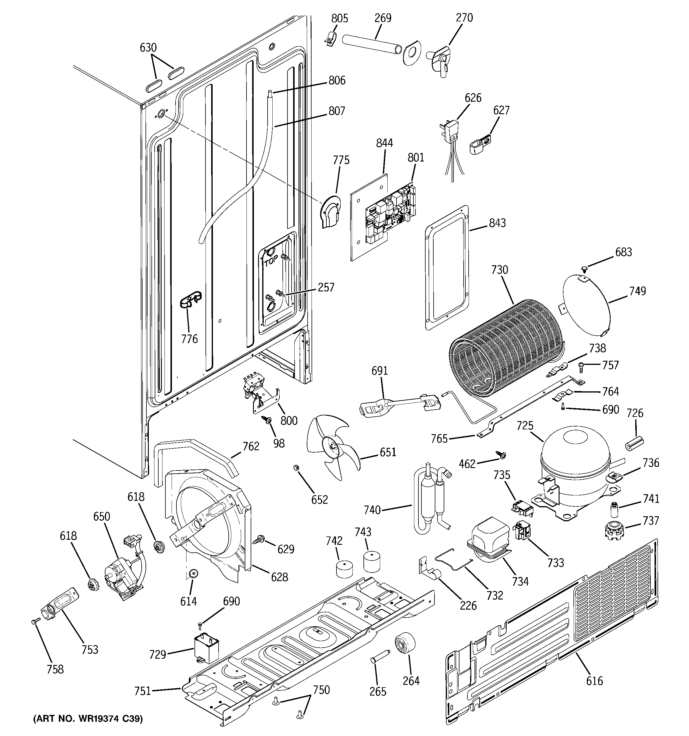 GE GSS22QGPEWW sealed system & mother board diagram