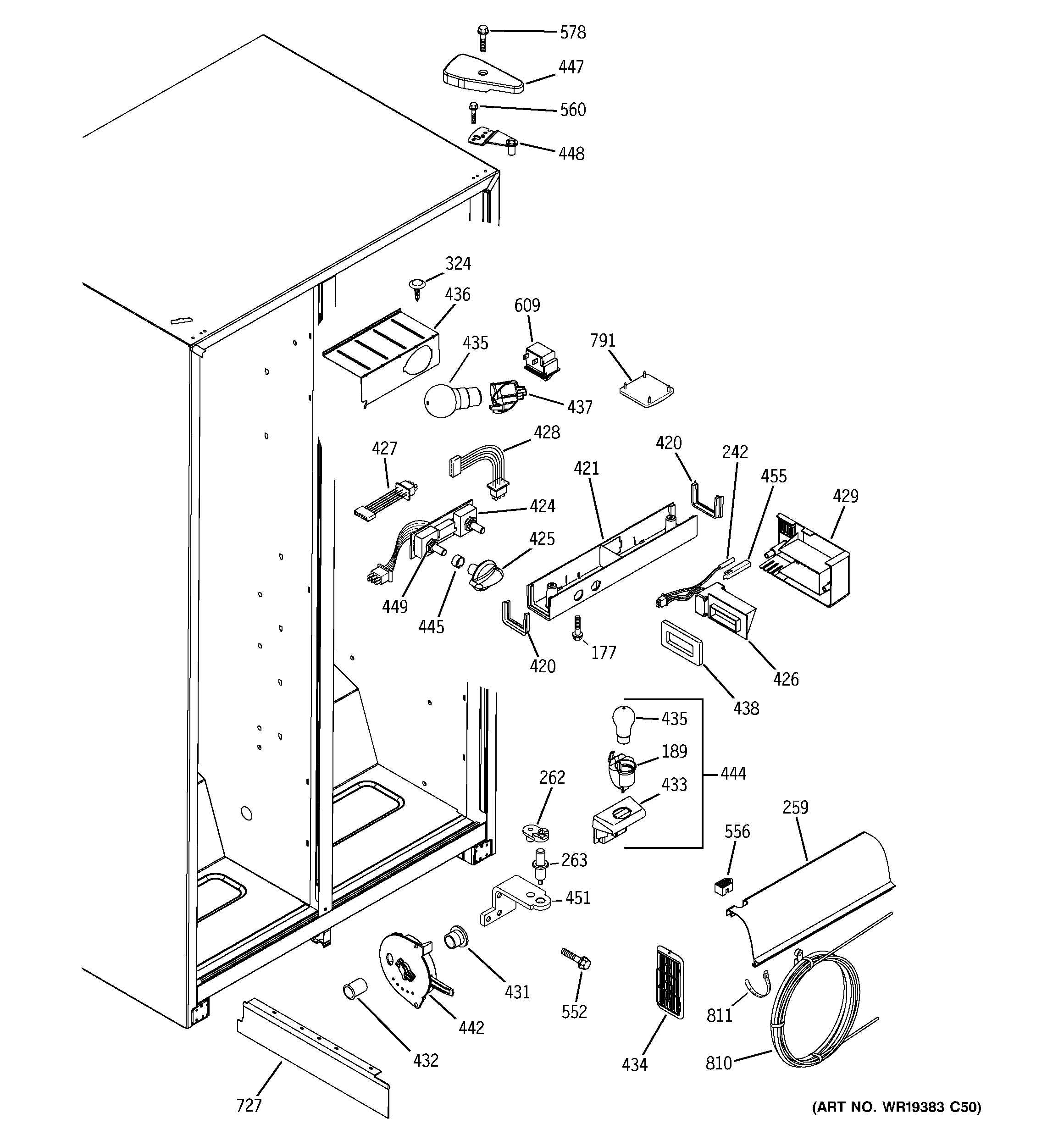 GE GSS22JEPCCC fresh food section diagram