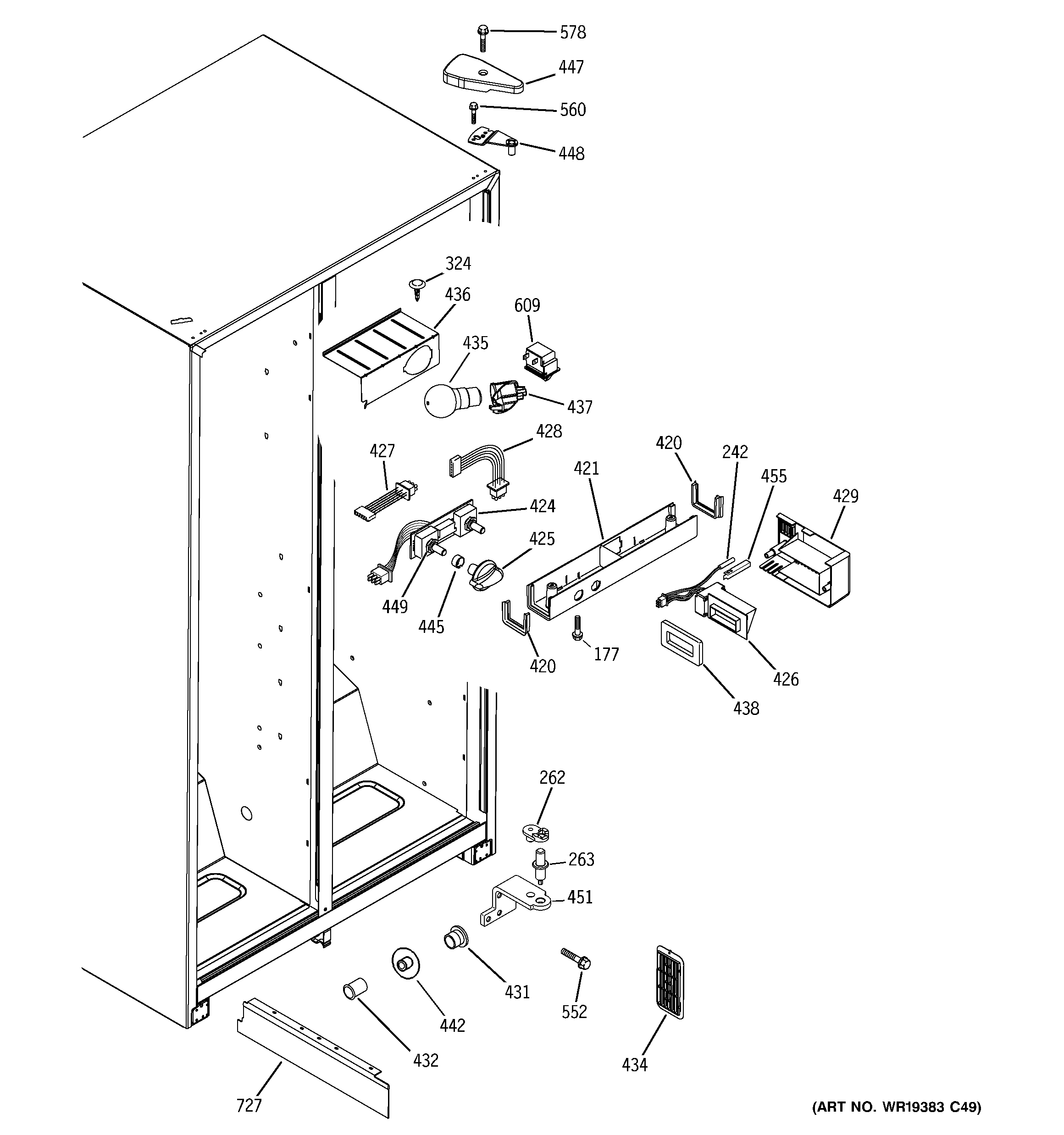 GE GSS20IBPCWW fresh food section diagram