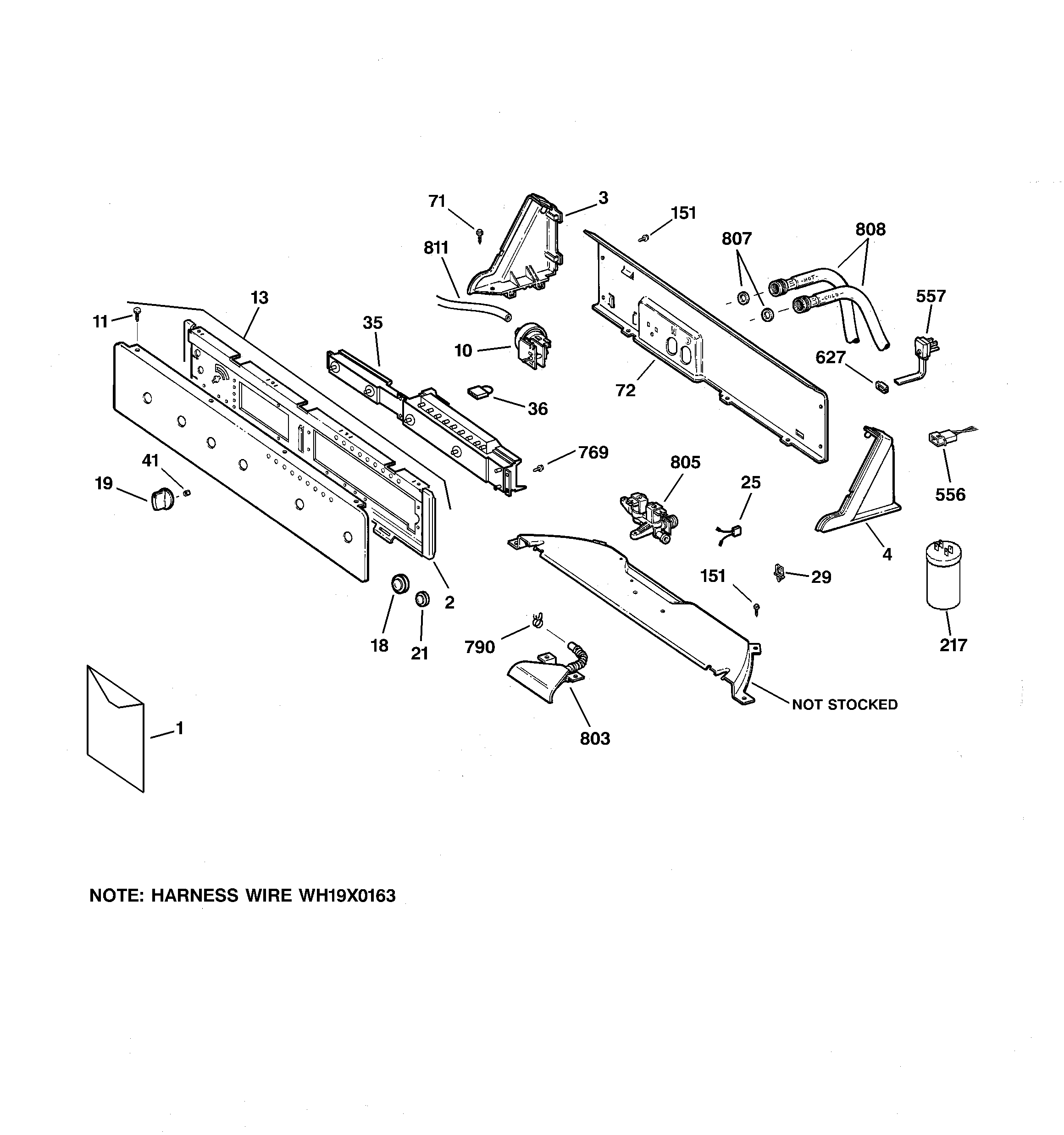 GE WBSE6210B5WW controls & backsplash diagram