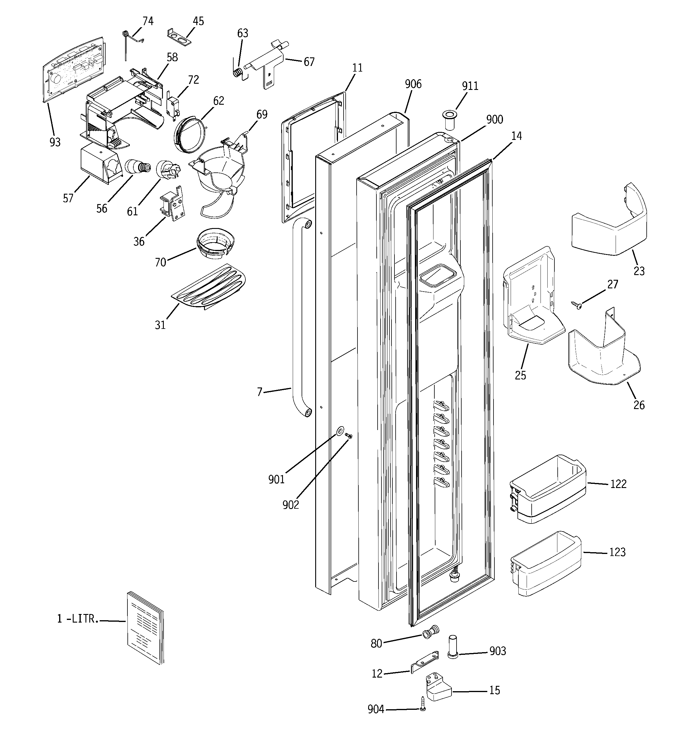 GE GSC23LSPASS freezer door diagram
