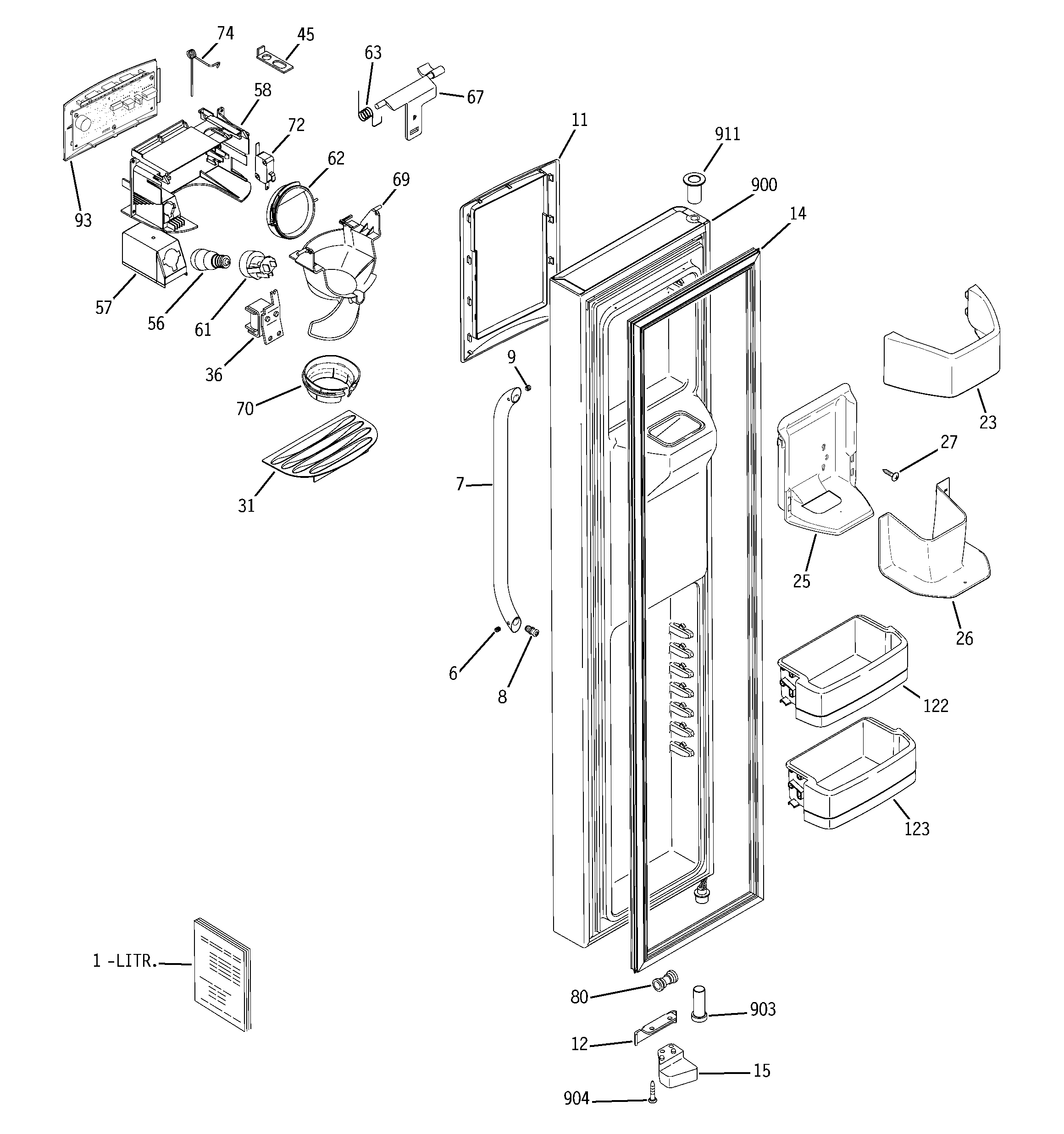 GE GSS25XSQASS freezer door diagram