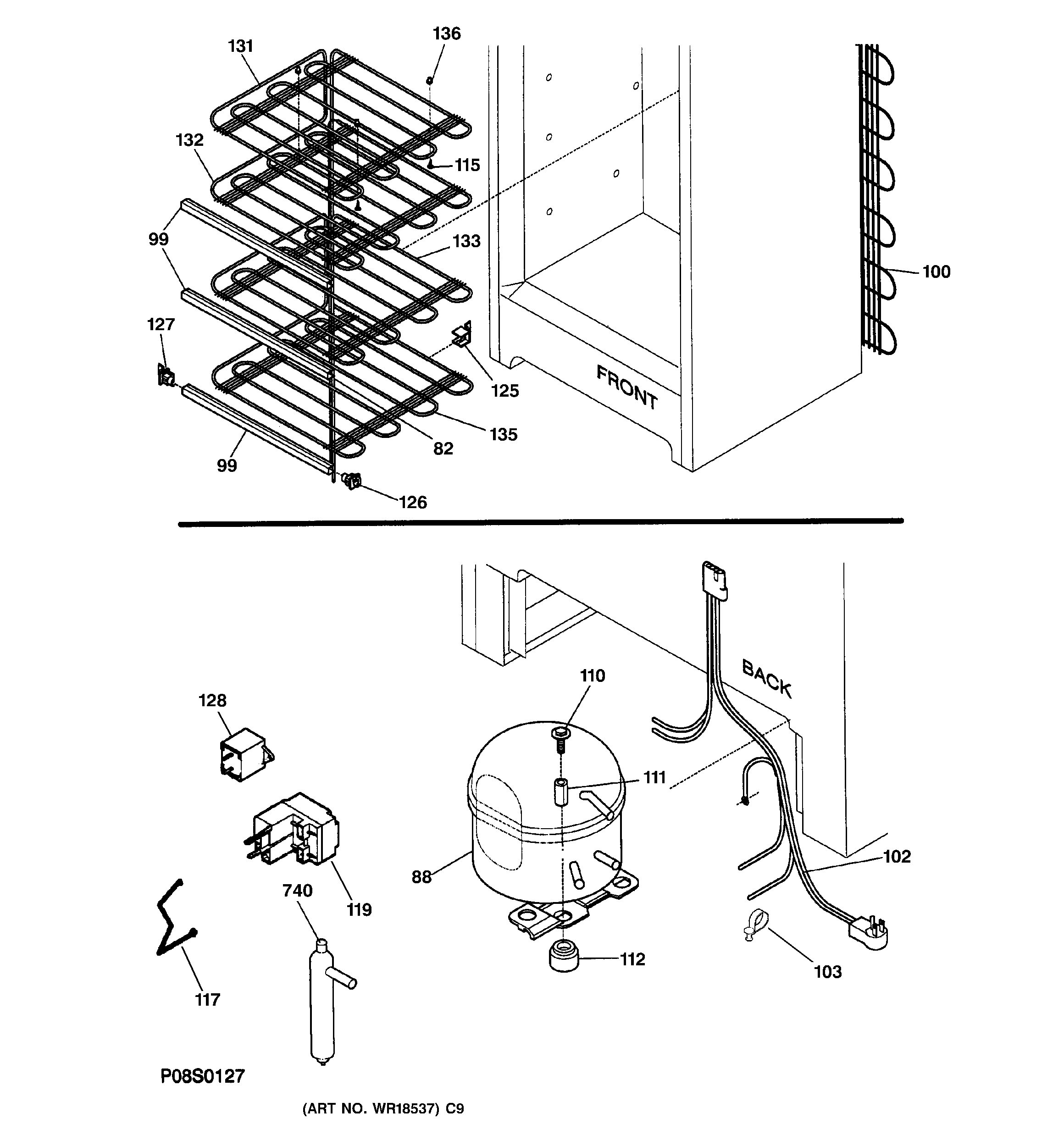 GE FUM14DMBRWH unit parts diagram
