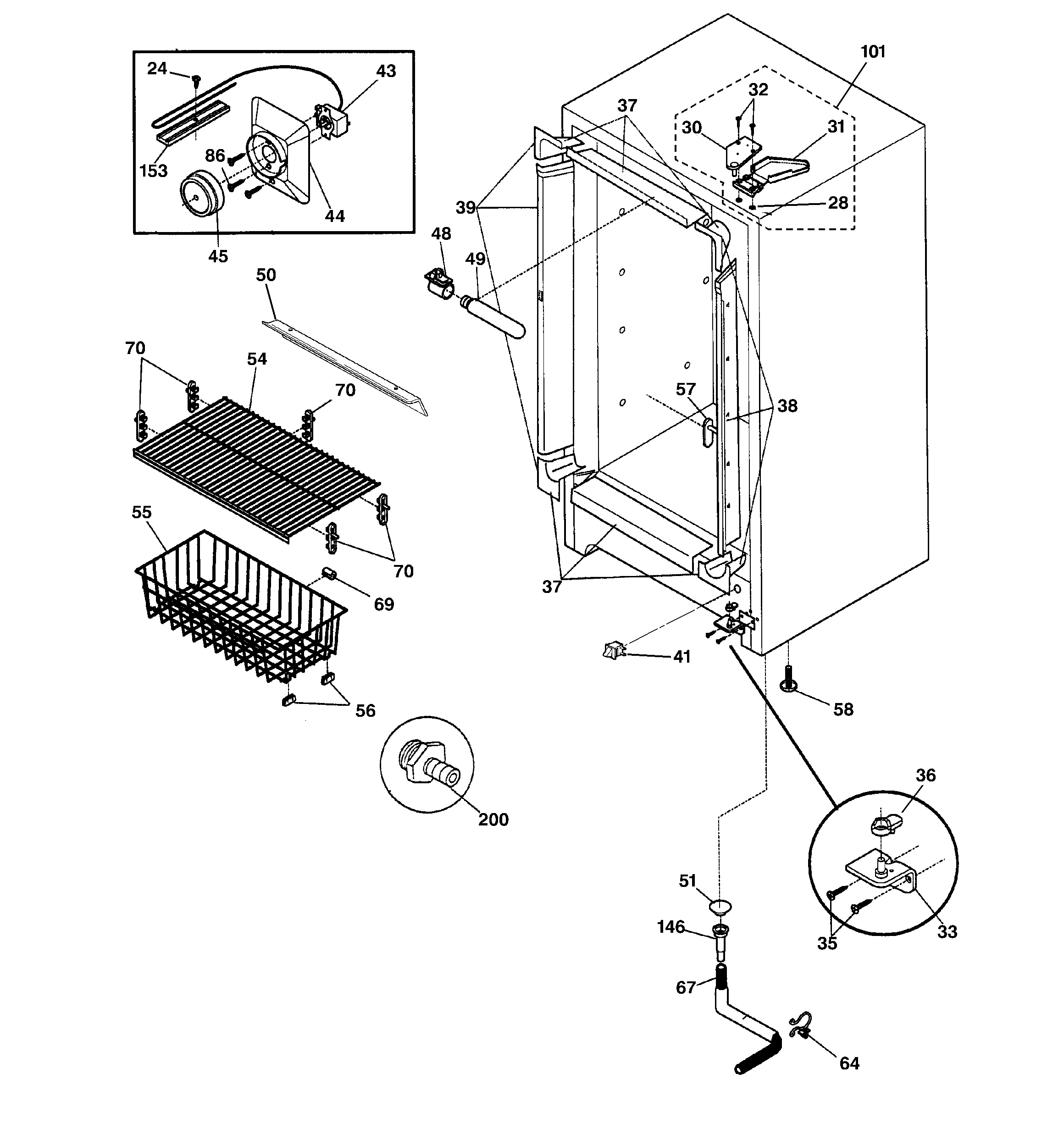 GE FUM14DPARWH cabinet diagram