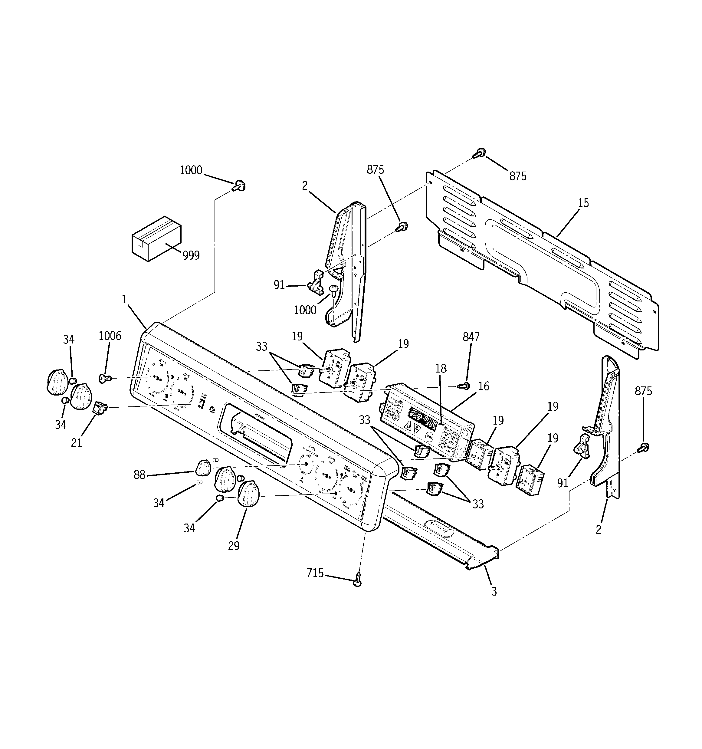GE JBP80BF2BB control panel diagram