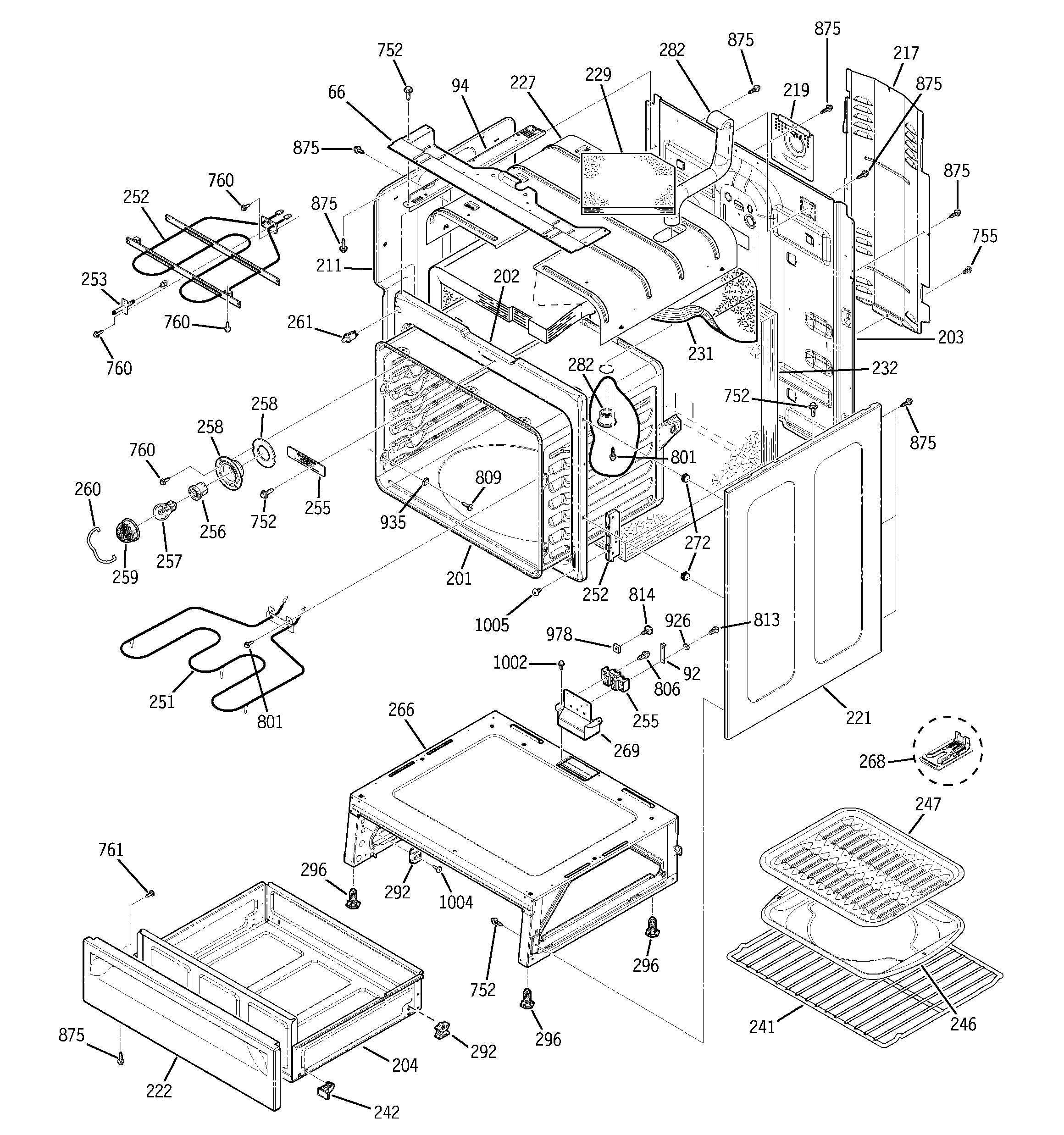 GE JBP80BF2BB body parts diagram