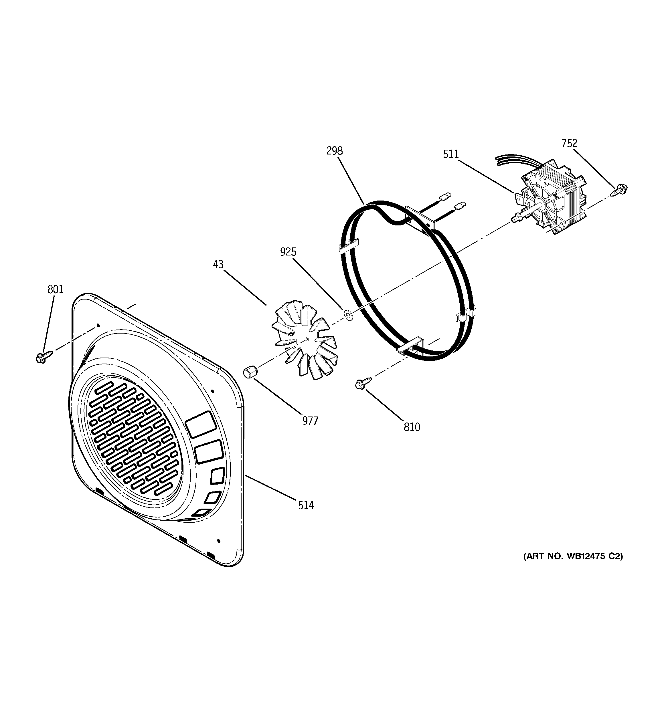 GE JT952BF1BB convection fan diagram