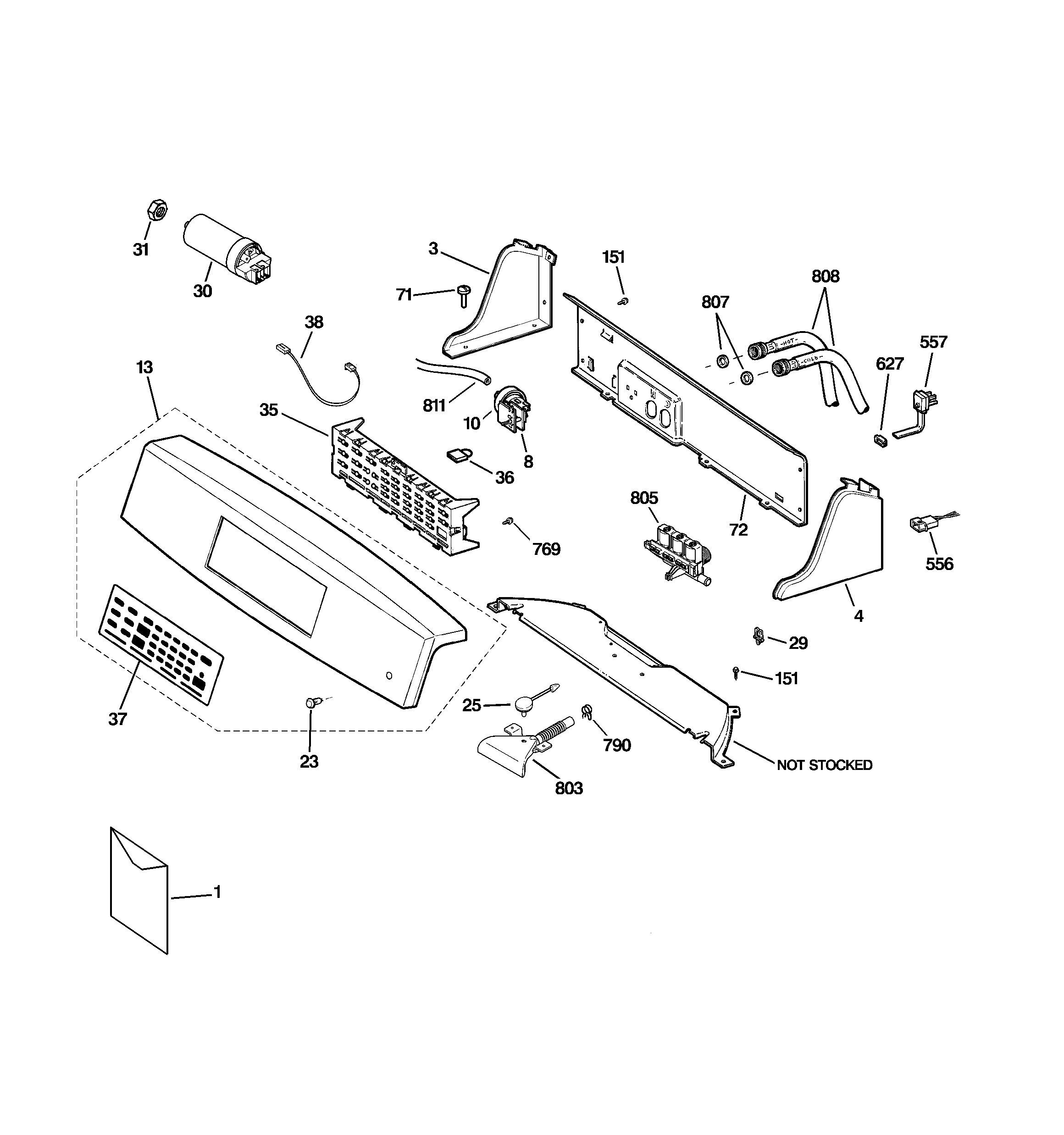 GE WPRB9110D0WW controls & backsplash diagram