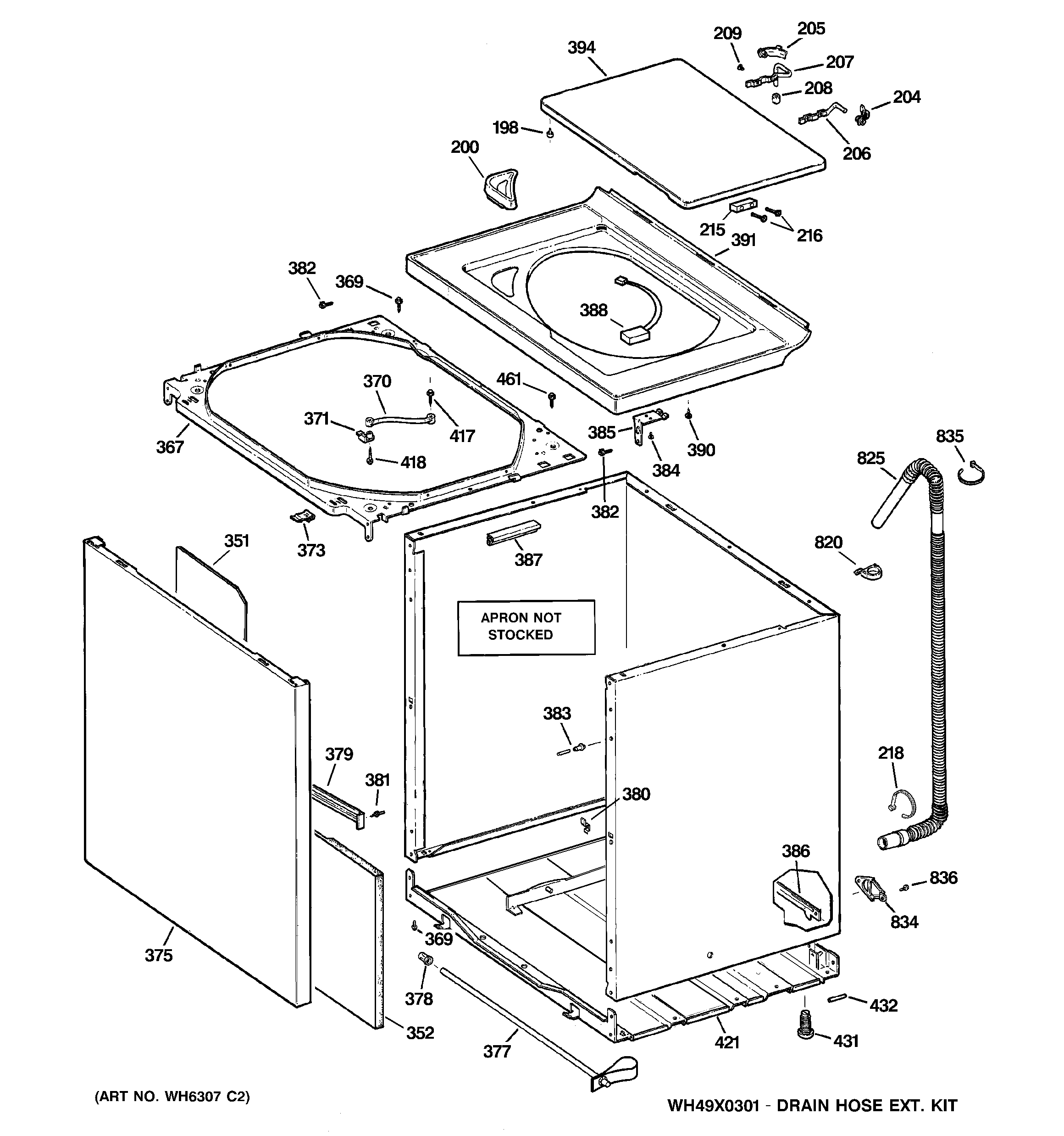 GE WPRB9110D0WW cabinet, cover & front panel diagram