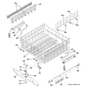 GE PDW8400J00WW upper rack assembly diagram