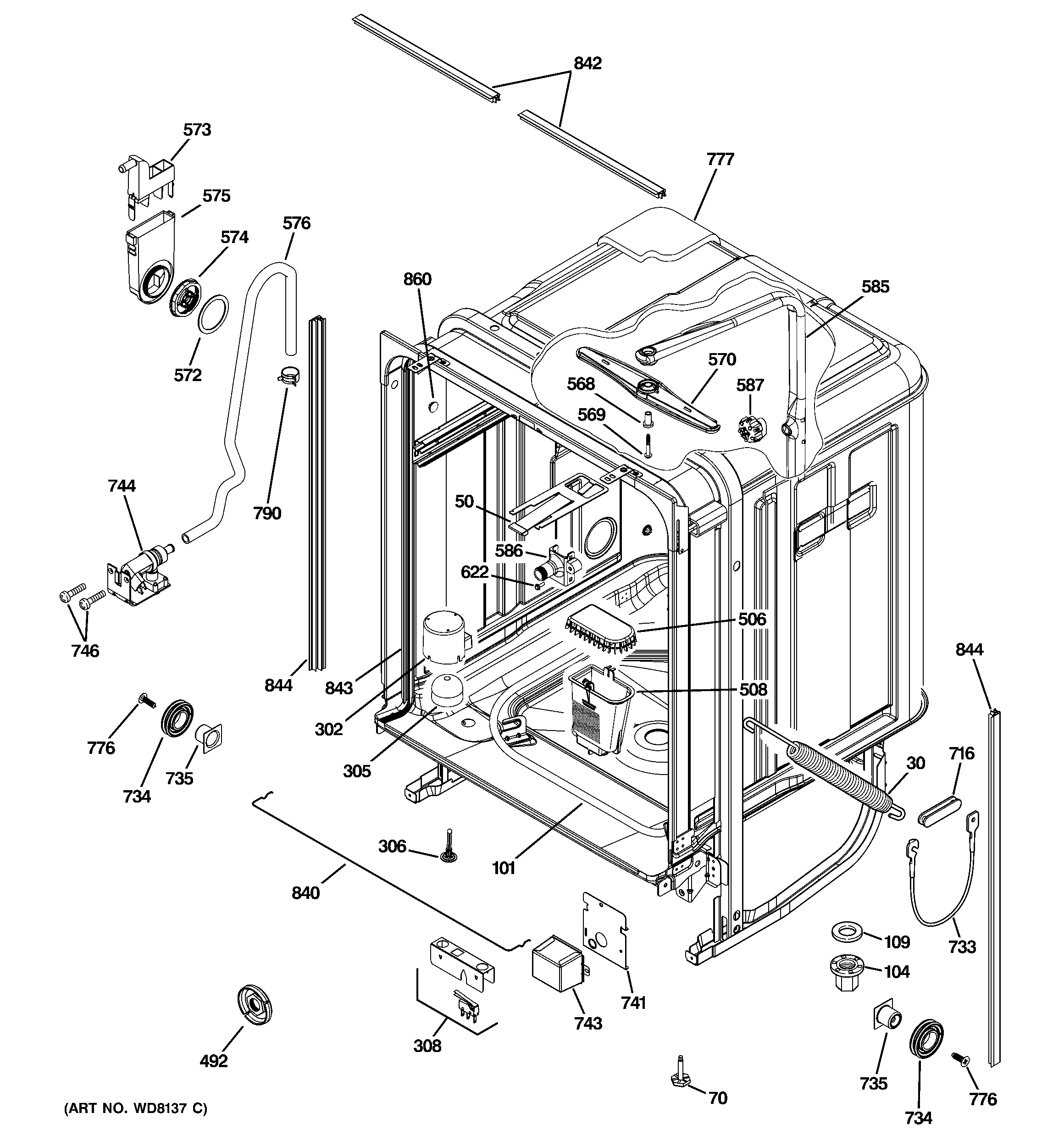 GE PDW8600J00CC body parts diagram