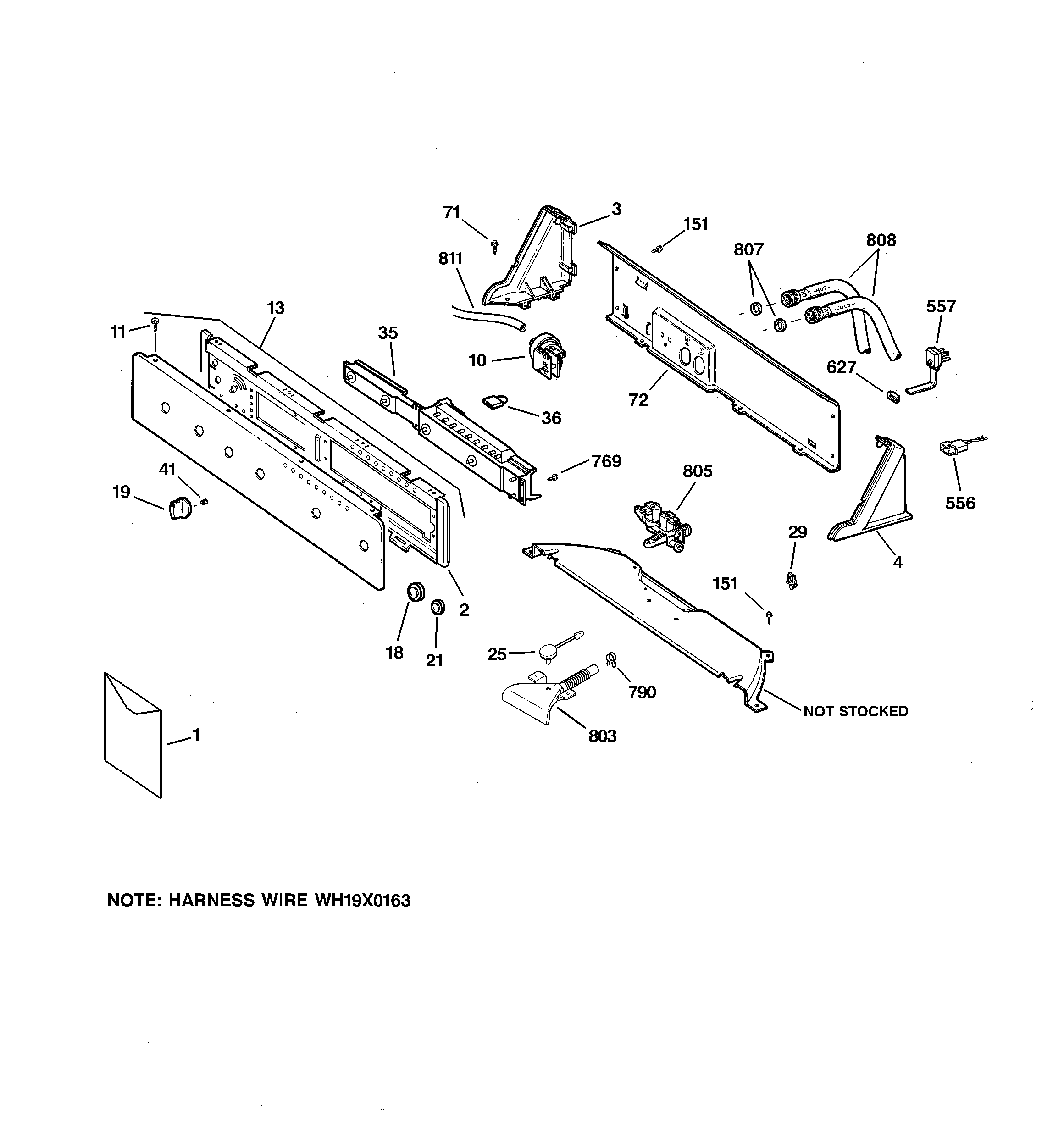 GE EWA6500D0WW controls & backsplash diagram