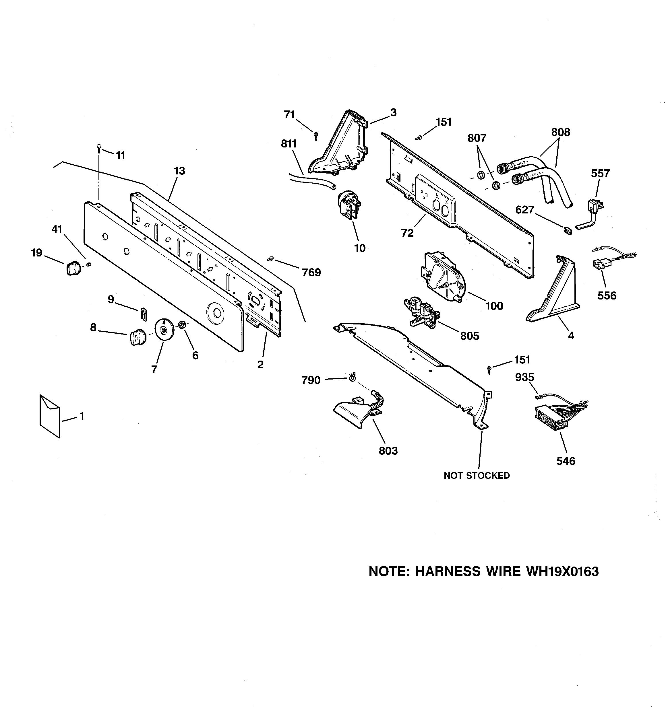 GE WCSR2080B4CC controls & backsplash diagram