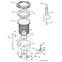GE WJSR2070B4WW tub, basket & agitator diagram