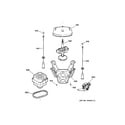 GE WJSR2070B4WW suspension, pump & drive components diagram