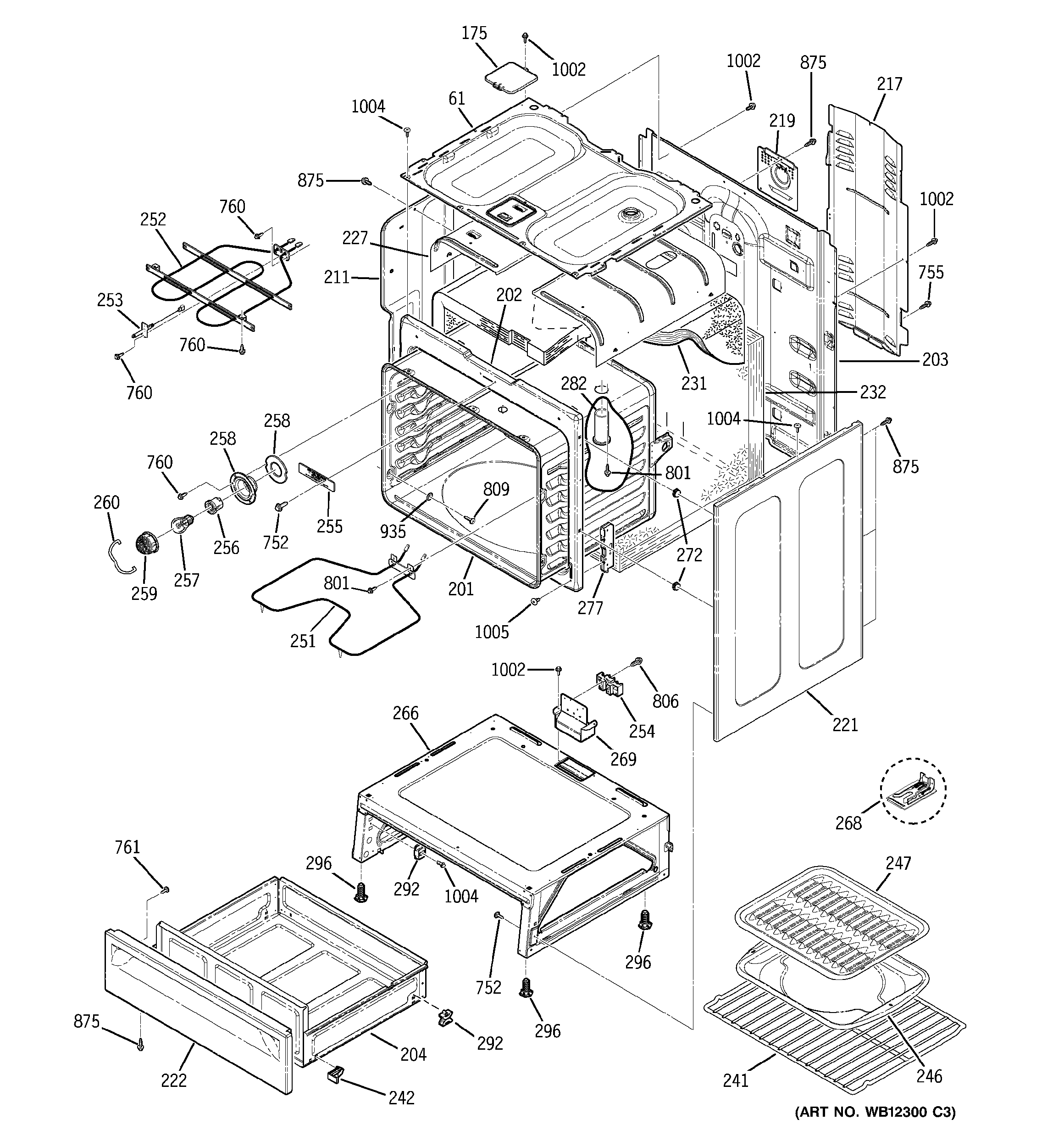 GE JBP25DJ1WH body parts diagram