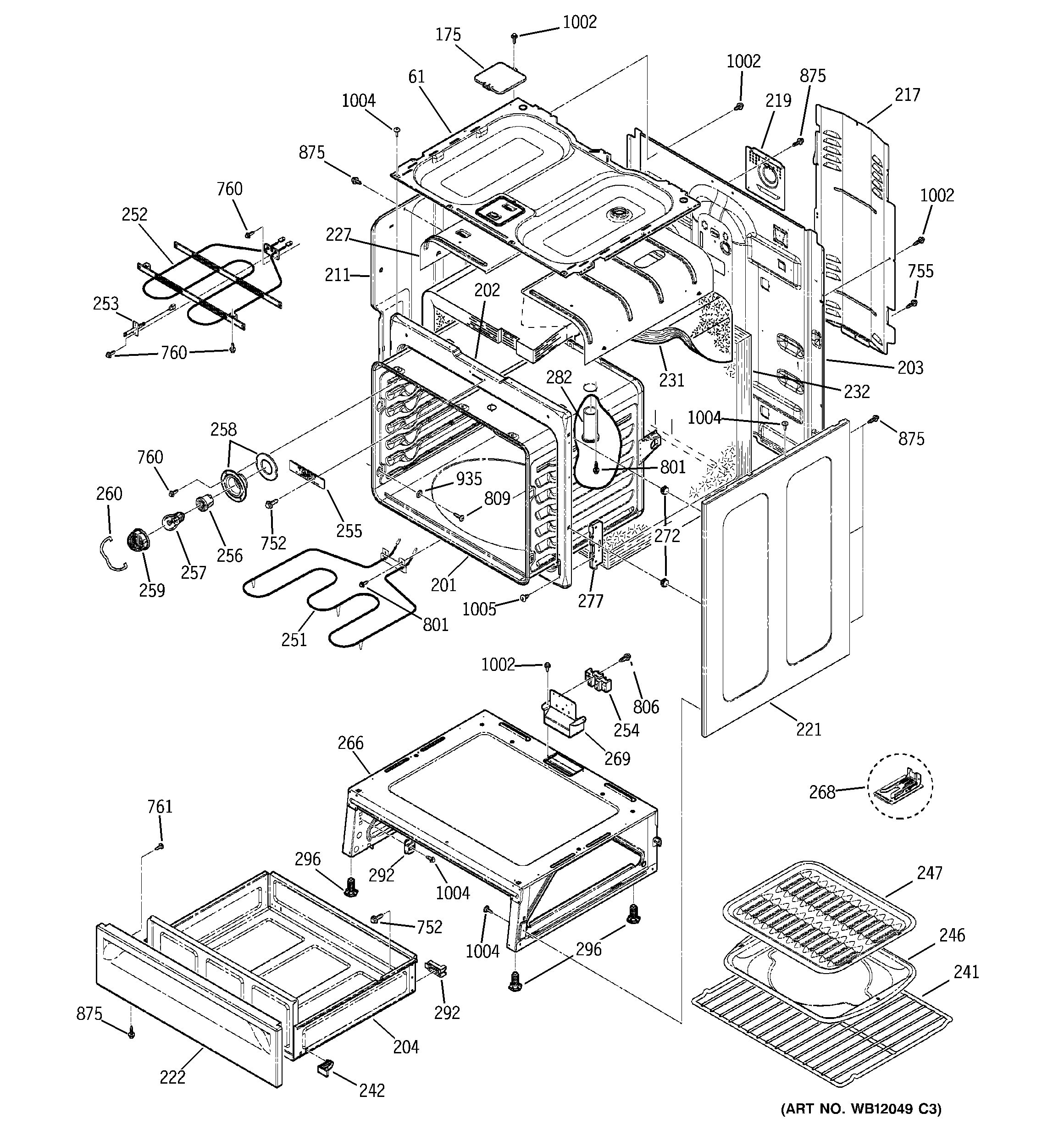 GE JBP35DJ1BB body parts diagram