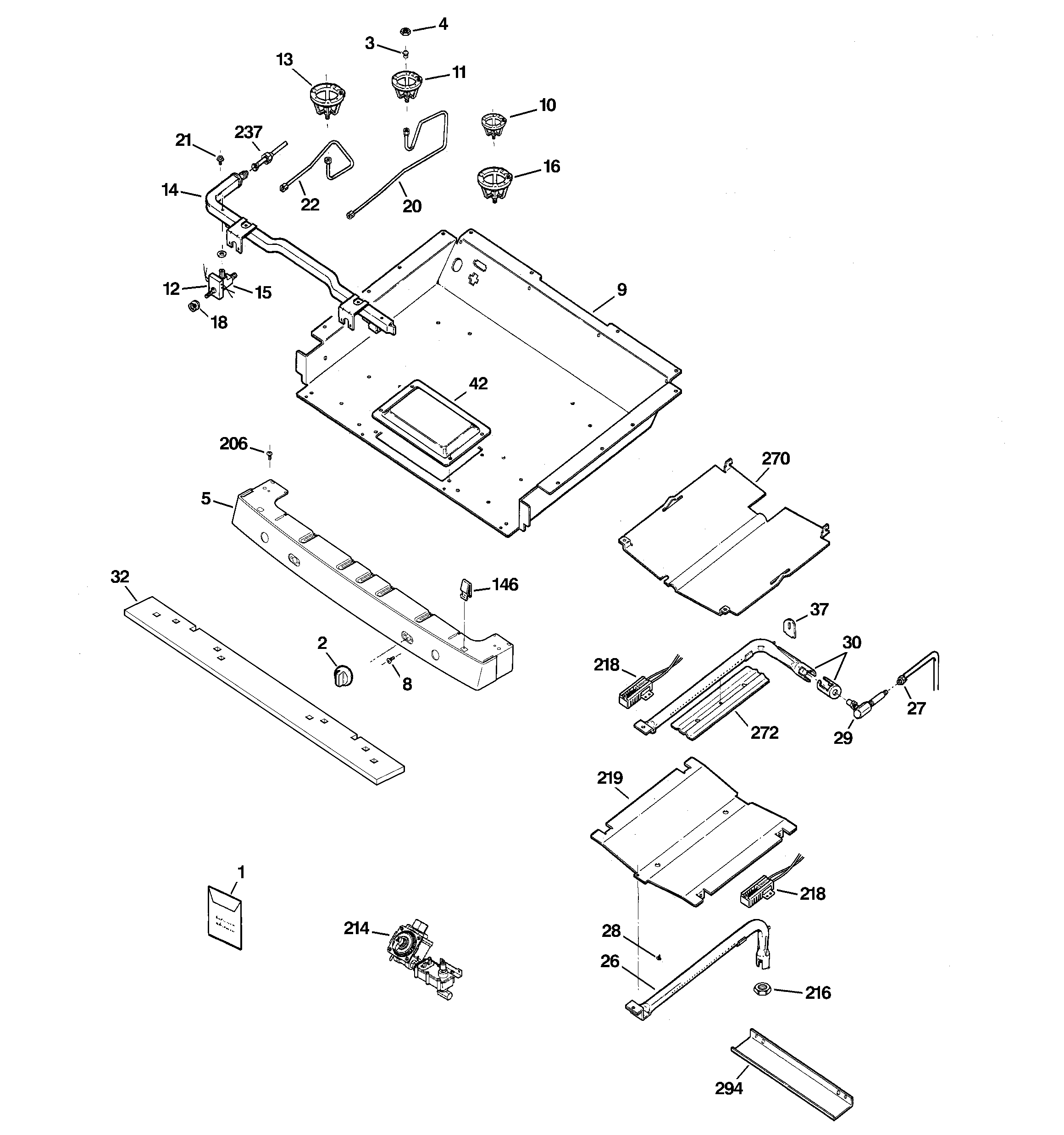 GE JGBP36SEJ1SS gas & burner parts diagram