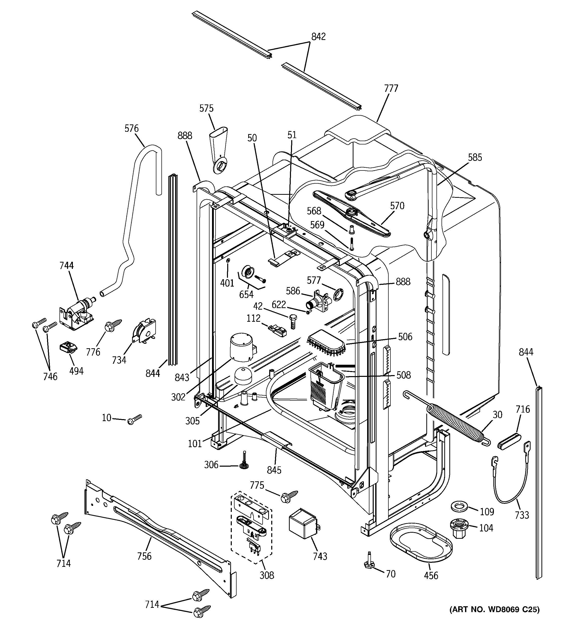 GE EDW4000G03WW body parts diagram