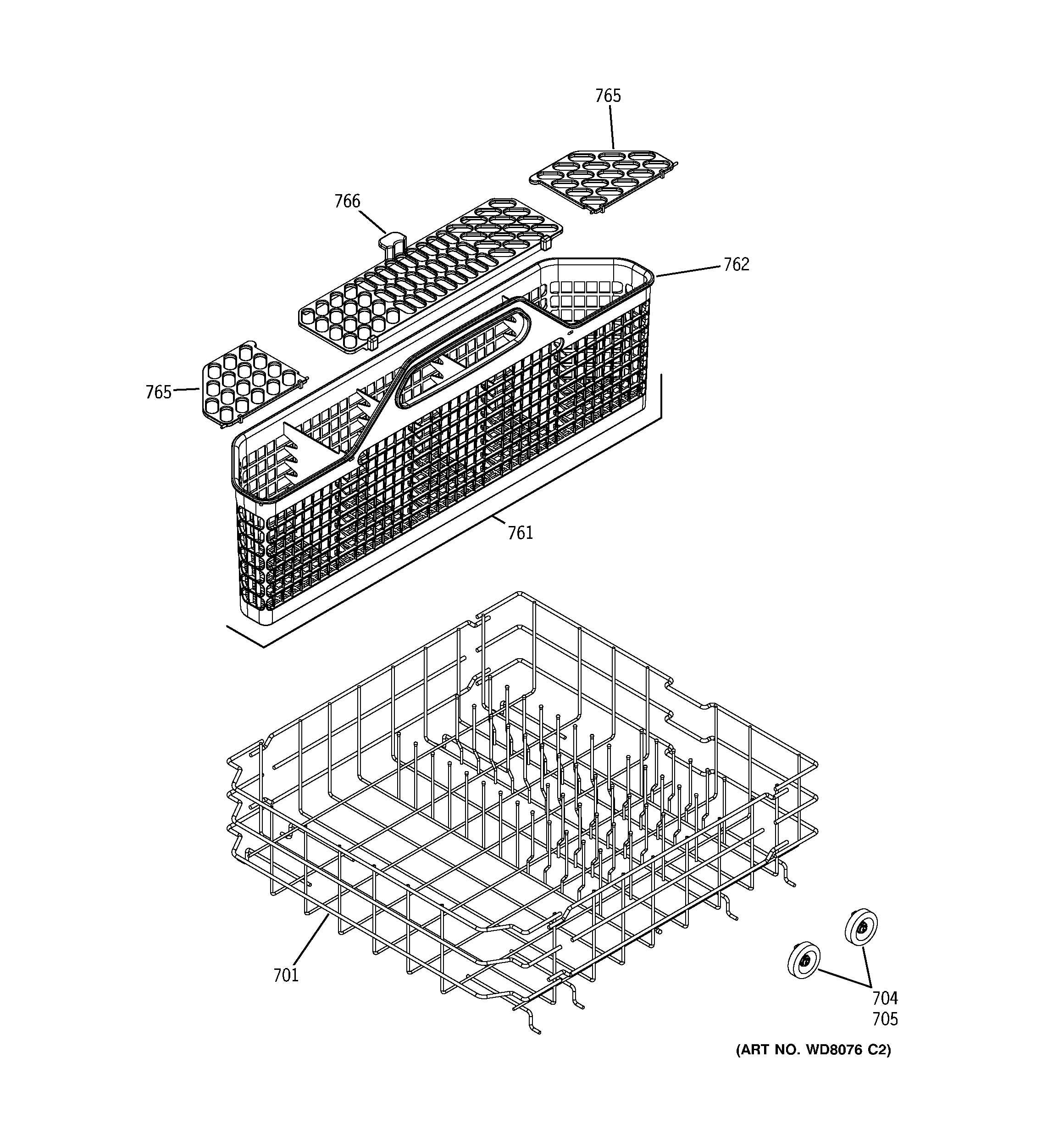 GE EDW4000G03WW lower rack assembly diagram
