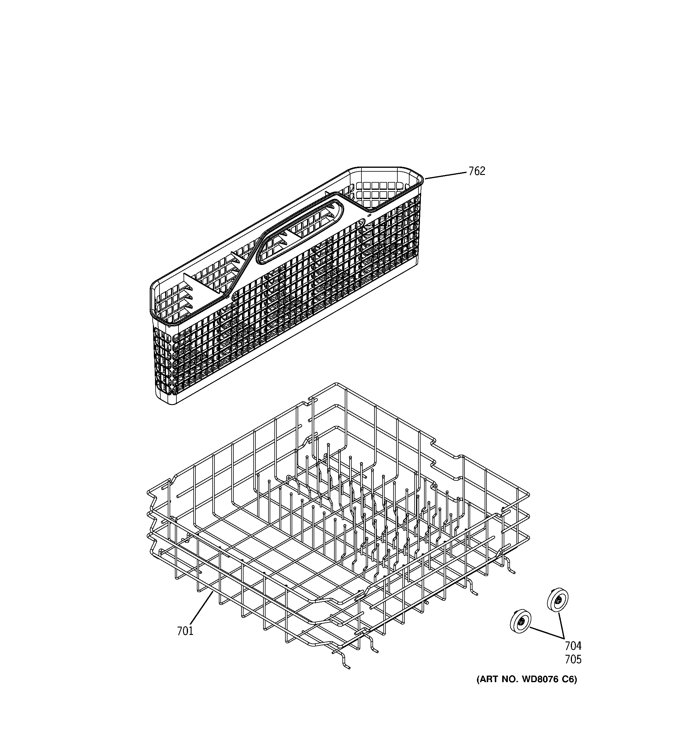 GE GSD6100K03CC lower rack assembly diagram