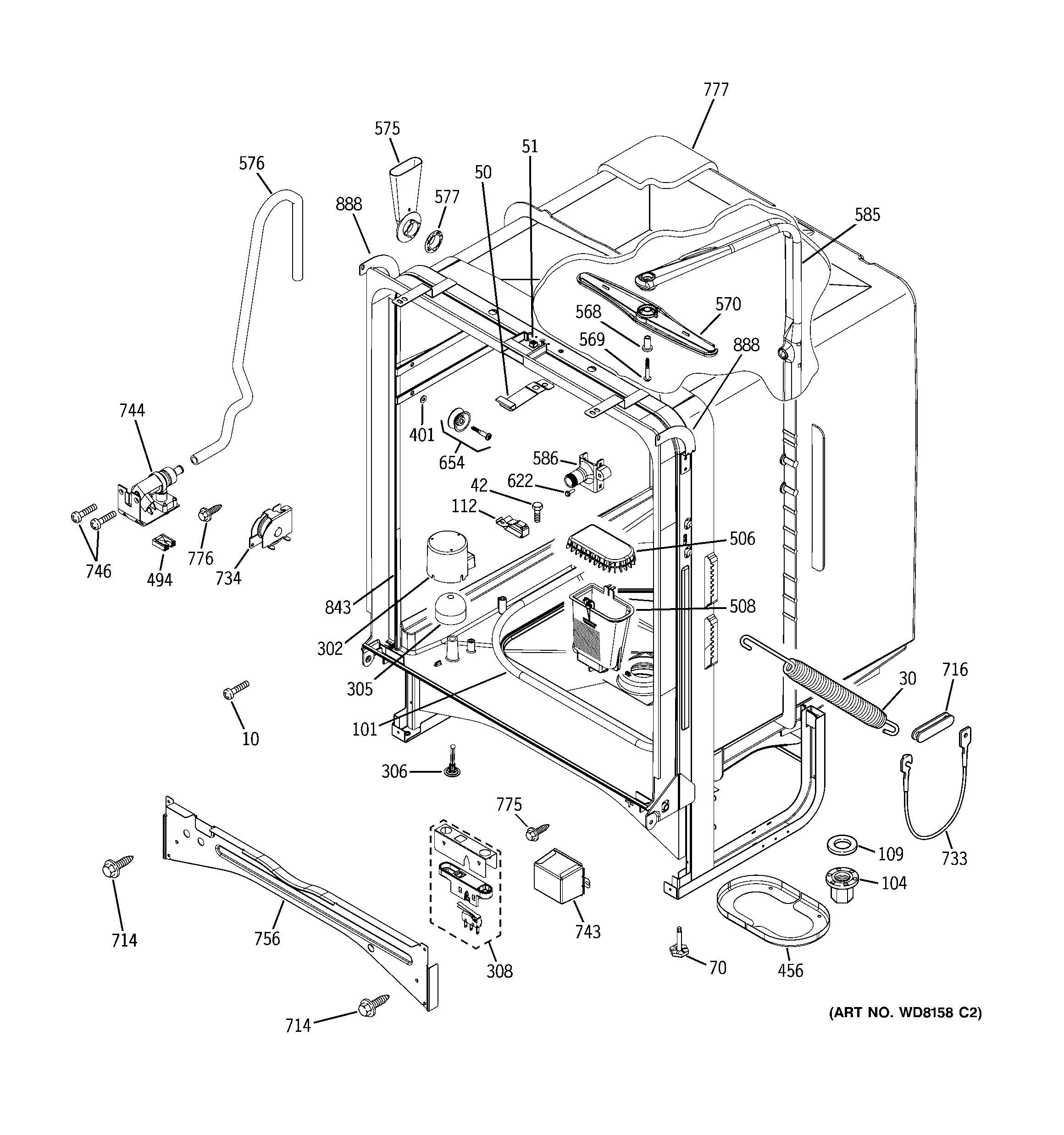 GE GHDA980K03BB body parts diagram