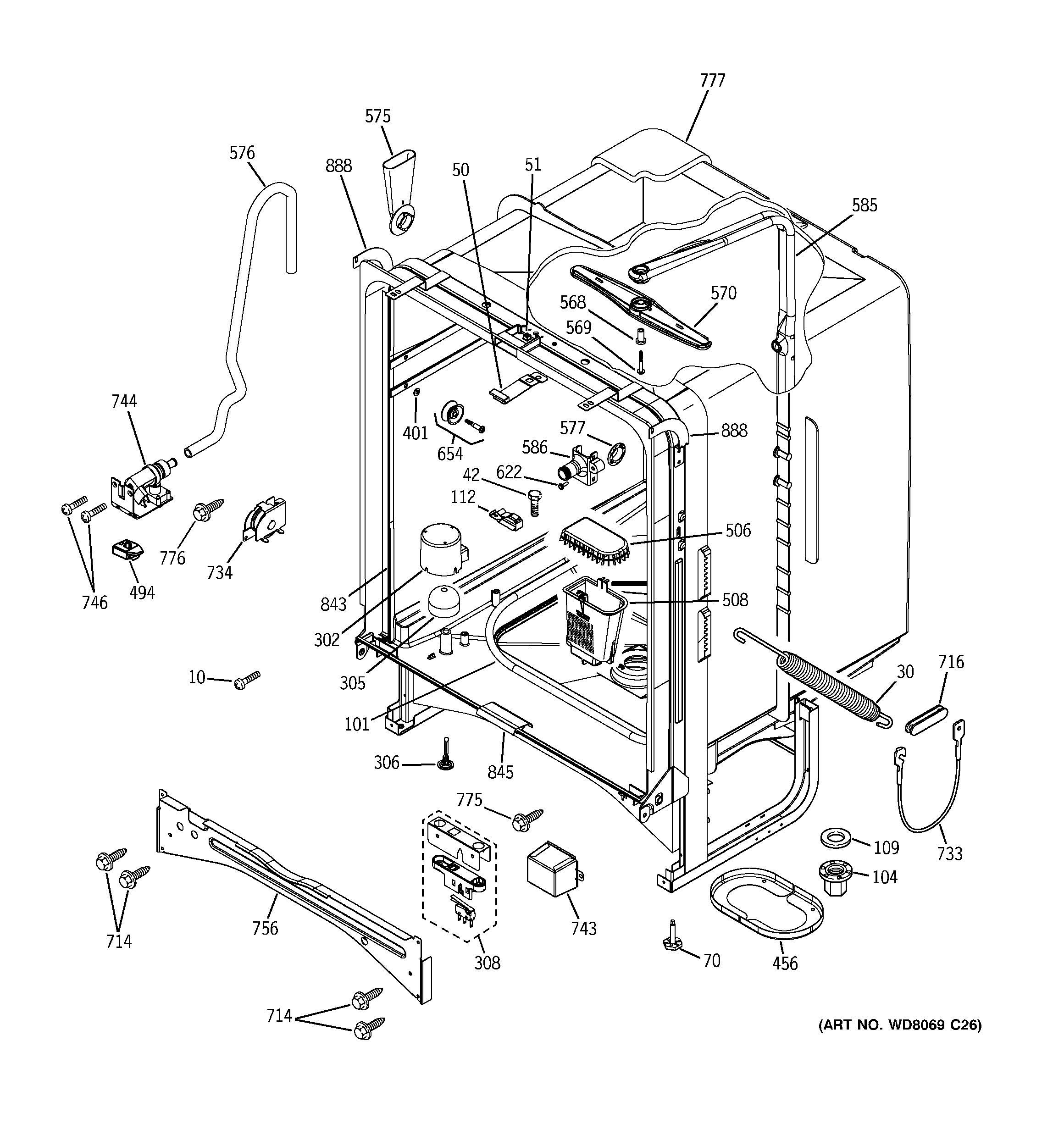 GE GSD6360J03SS body parts diagram