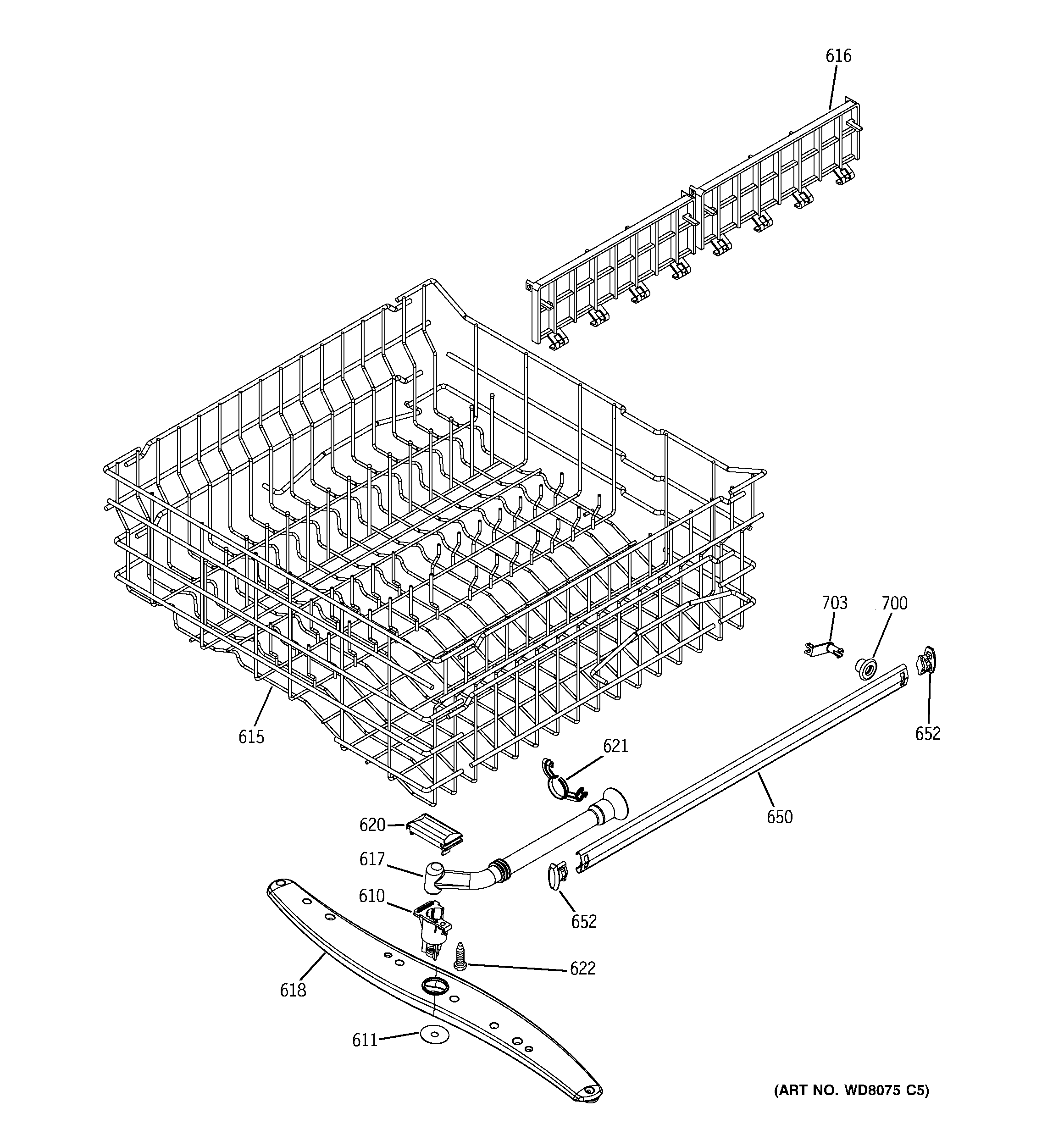GE GSD6700G03BB upper rack assembly diagram