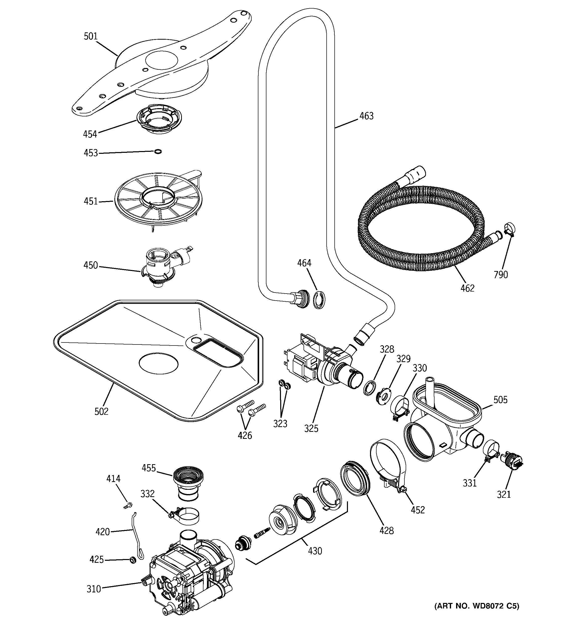 GE GSD6700G03BB motor-pump mechanism diagram