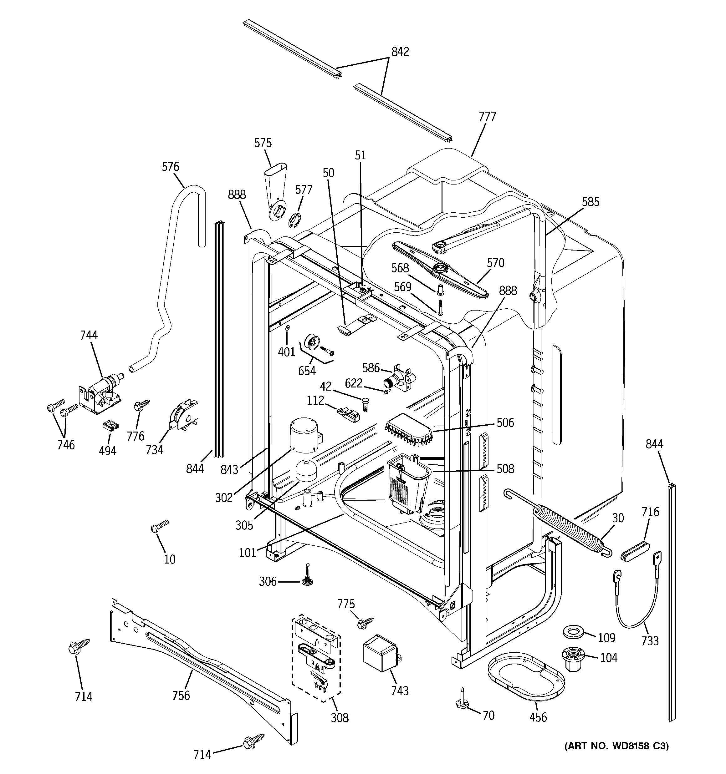 GE GSD6900J03WW body parts diagram