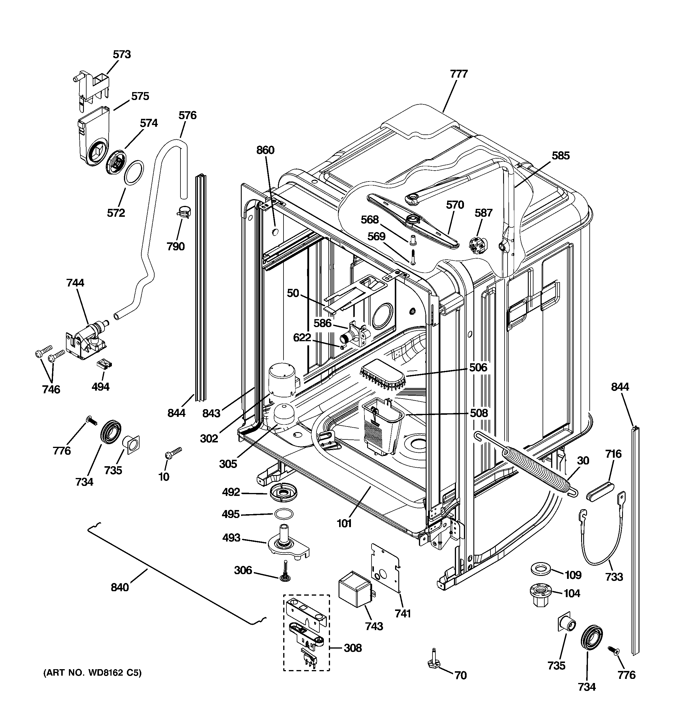 GE PDW8480J03SS body parts diagram