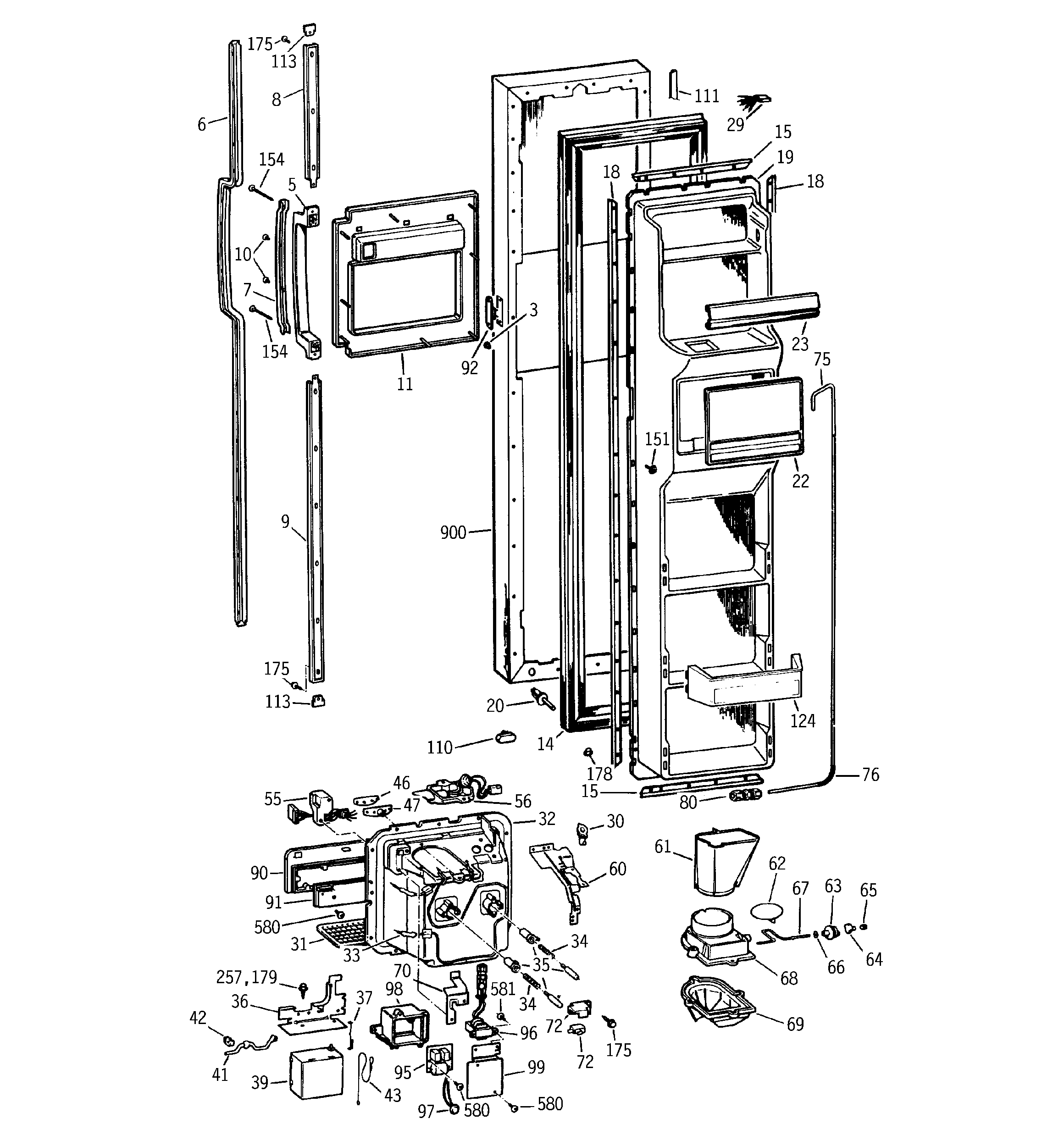 GE TFX27FMA freezer door diagram