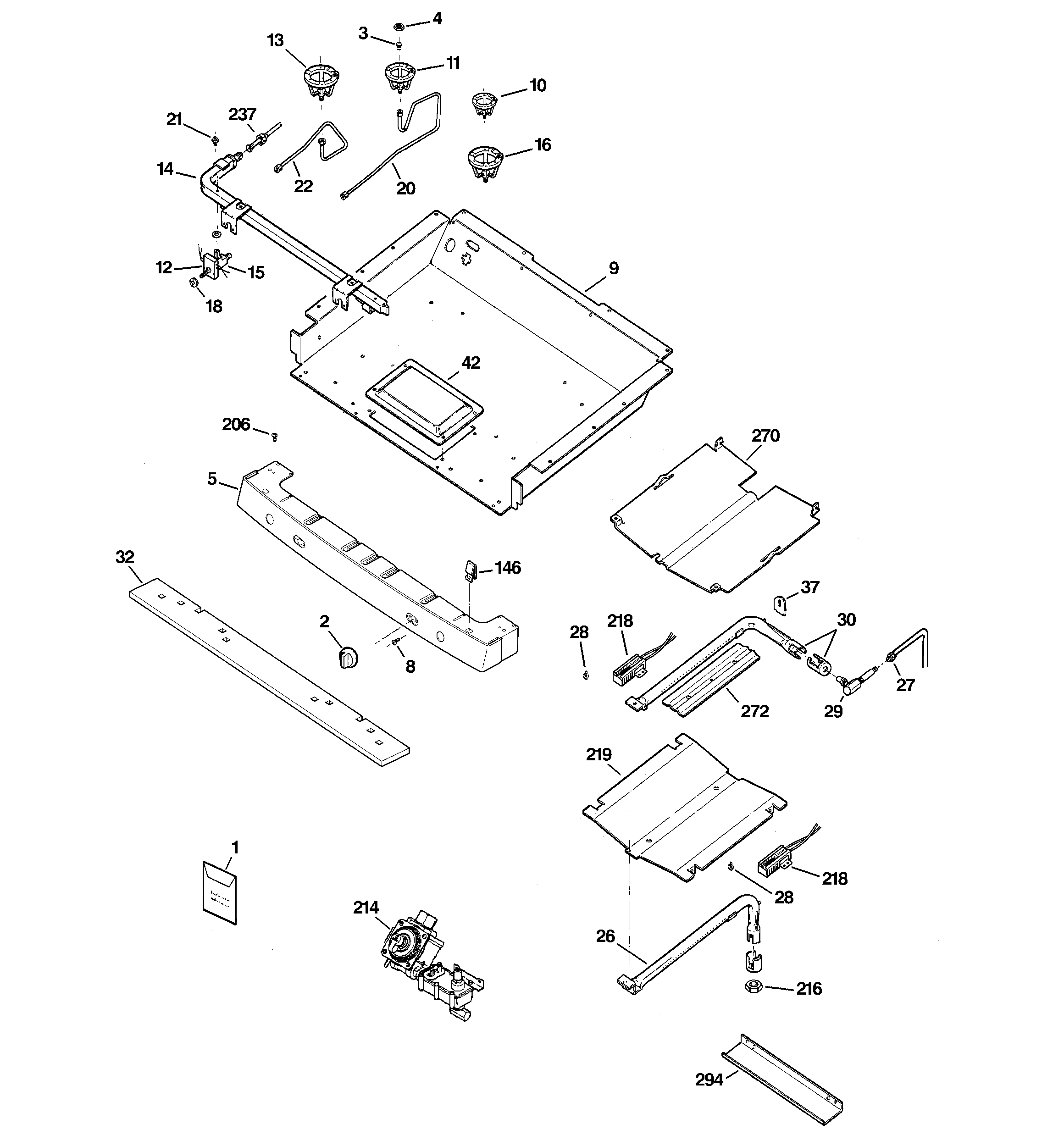 GE EGR3001EJ1SS gas & burner parts diagram