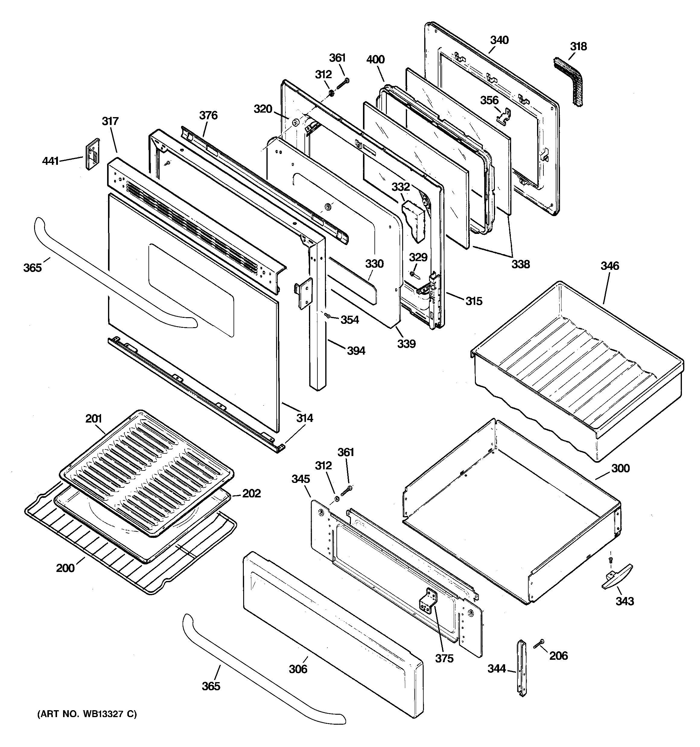 GE EGR3001EJ1SS door & drawer parts diagram