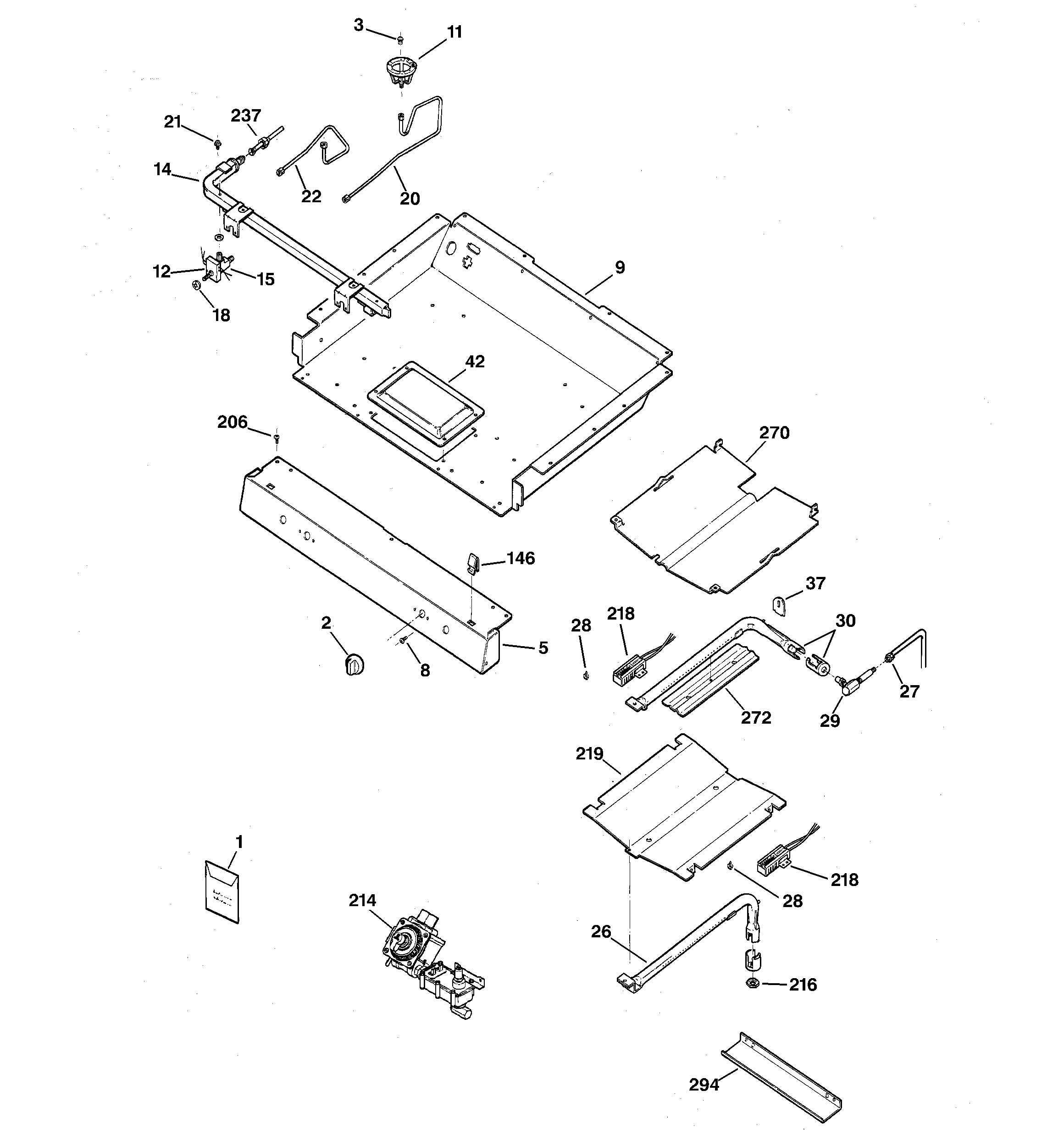 GE JGBP28DEH2CT gas & burner parts diagram