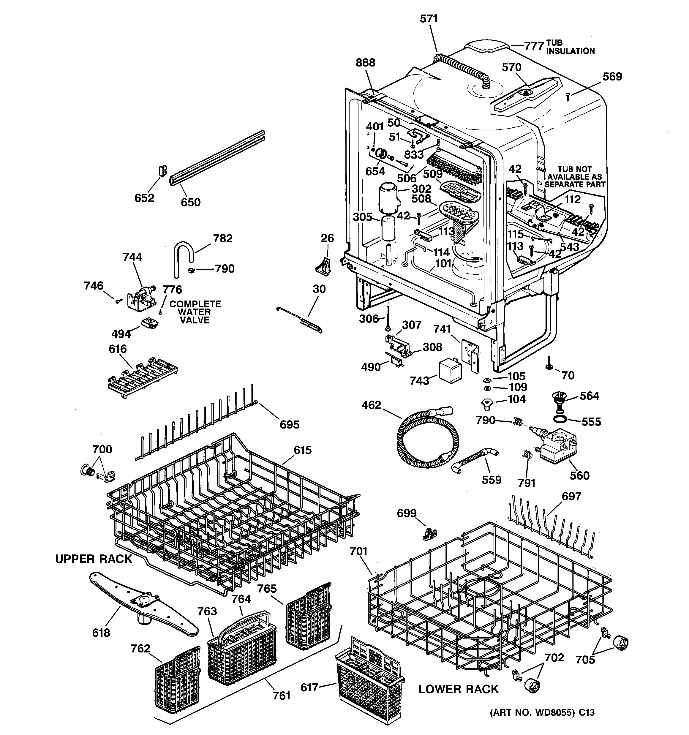 GE GSDL352F00CC body parts diagram