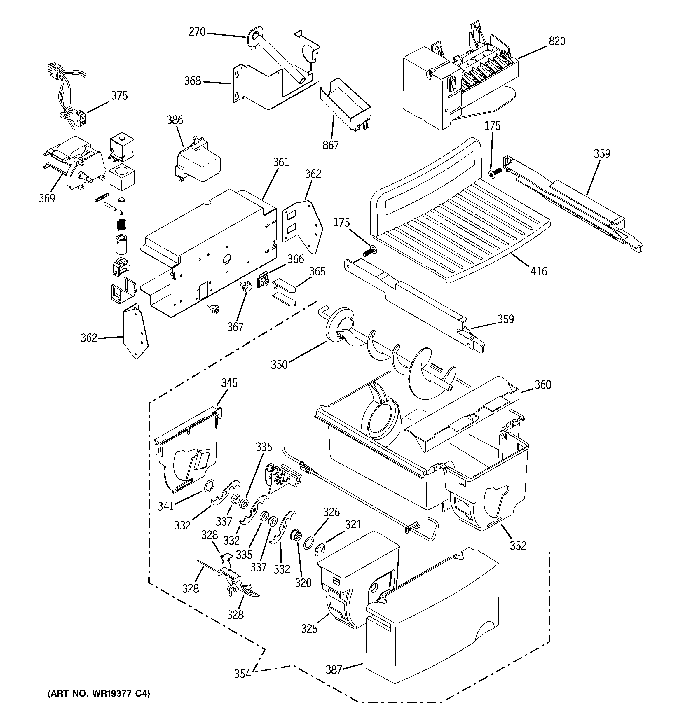GE GCR23YLRBWW ice maker & dispenser diagram
