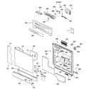 GE GSDL332F01WW escutcheon & door assembly diagram