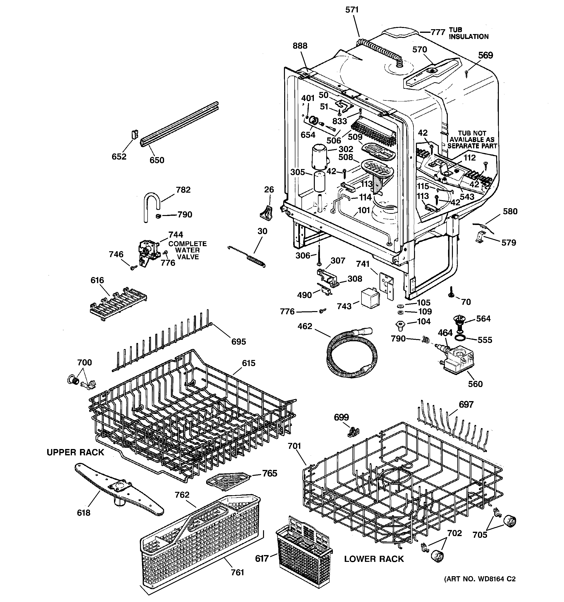 GE GSDL332F01WW body parts diagram