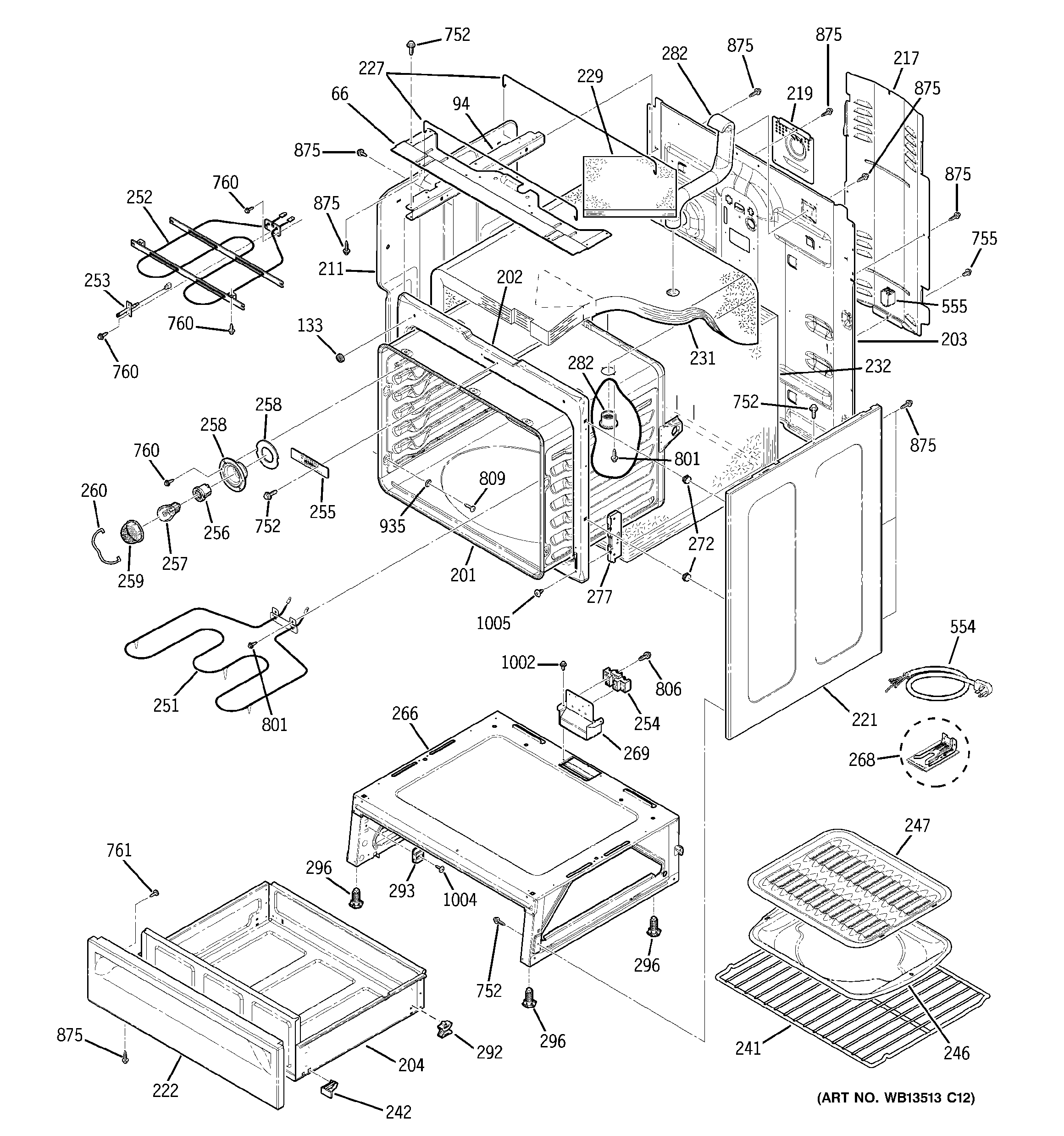 GE ECBP70WK4WW body parts diagram