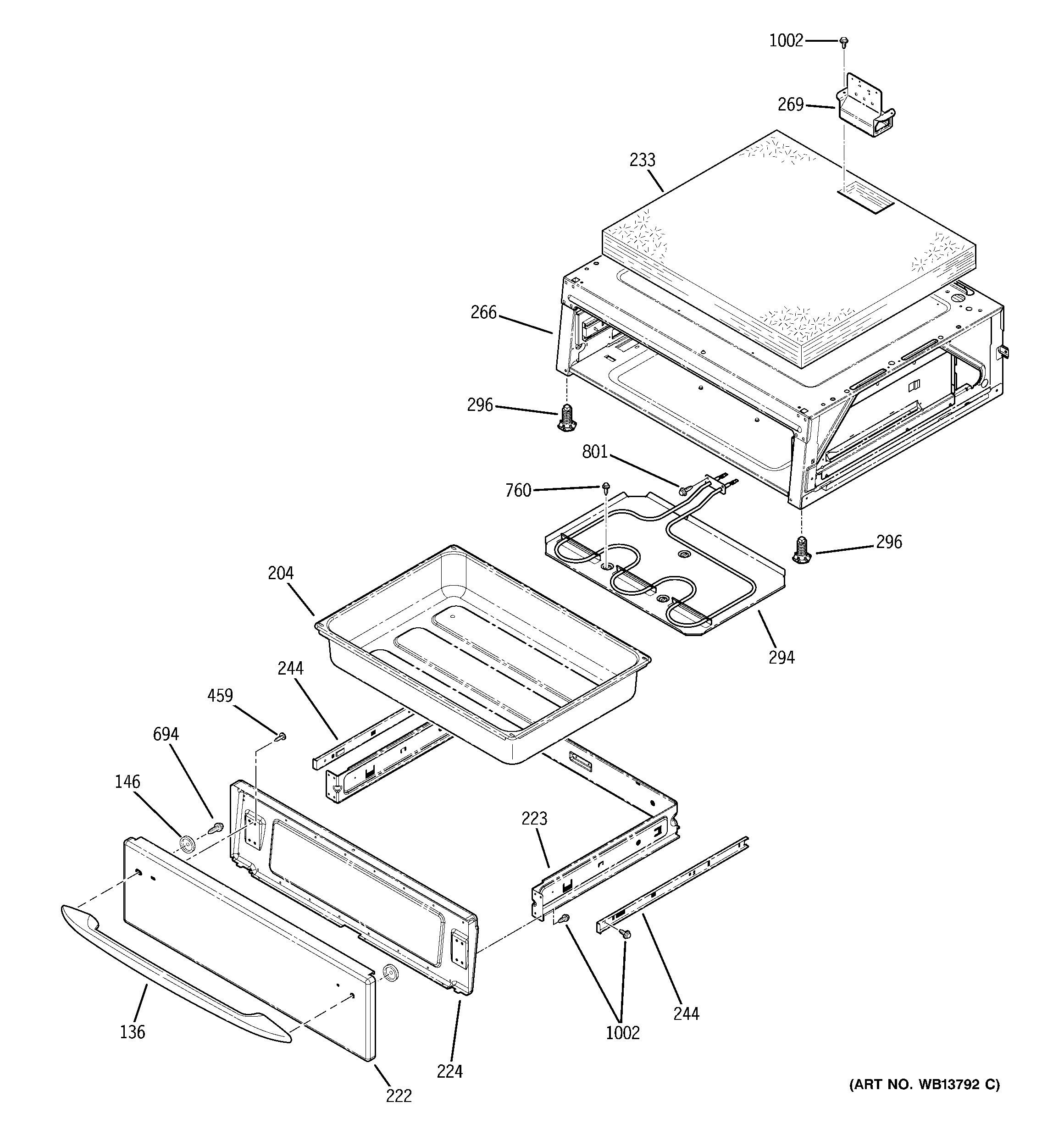 GE JB910BK4BB warming drawer diagram