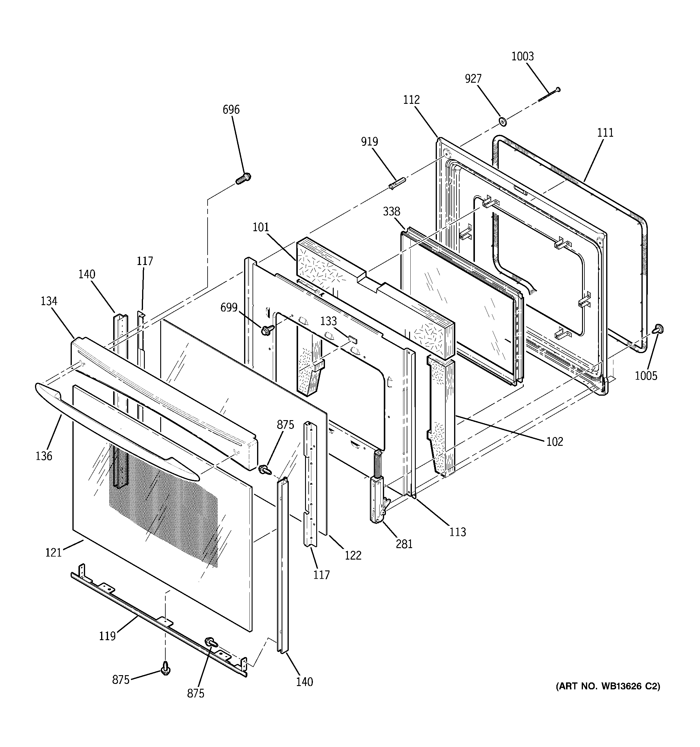GE JB988BK3BB door diagram